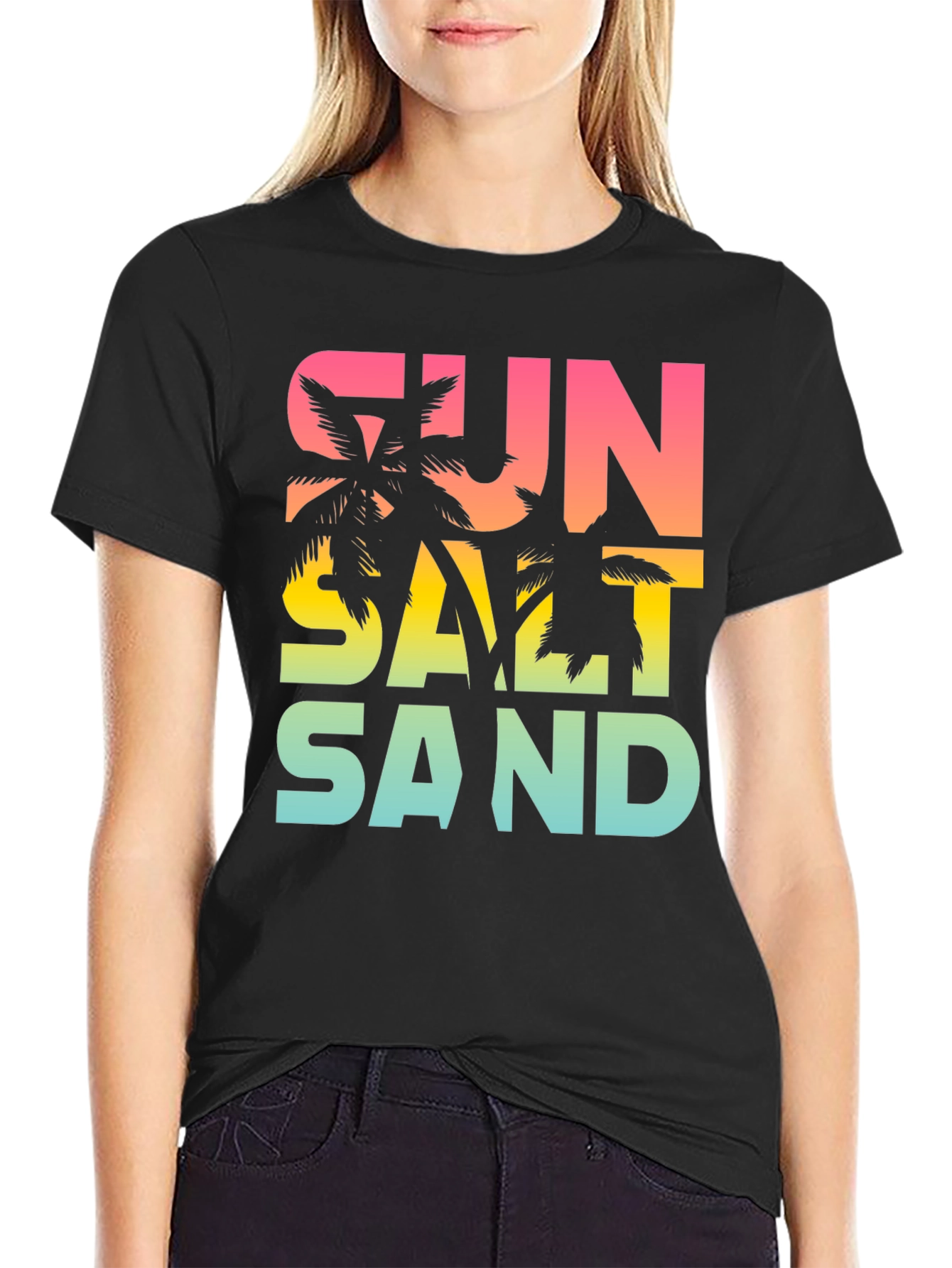 Black Sun Salt Sand Graphic Tee - Tropical Summer Vibes T-Shirt view 2