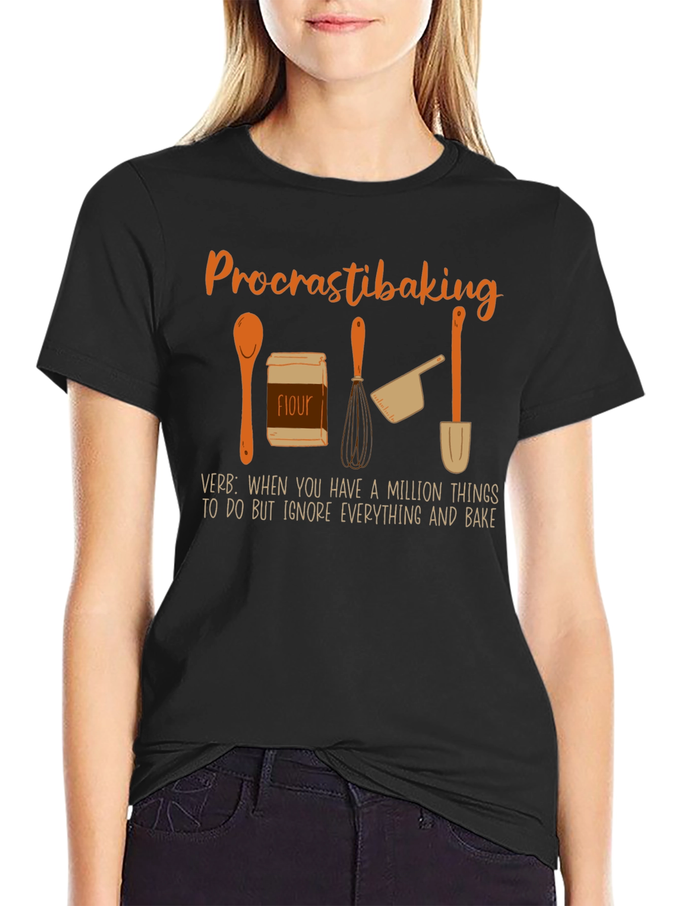 Black Procrastibaking Graphic T-Shirt view 2