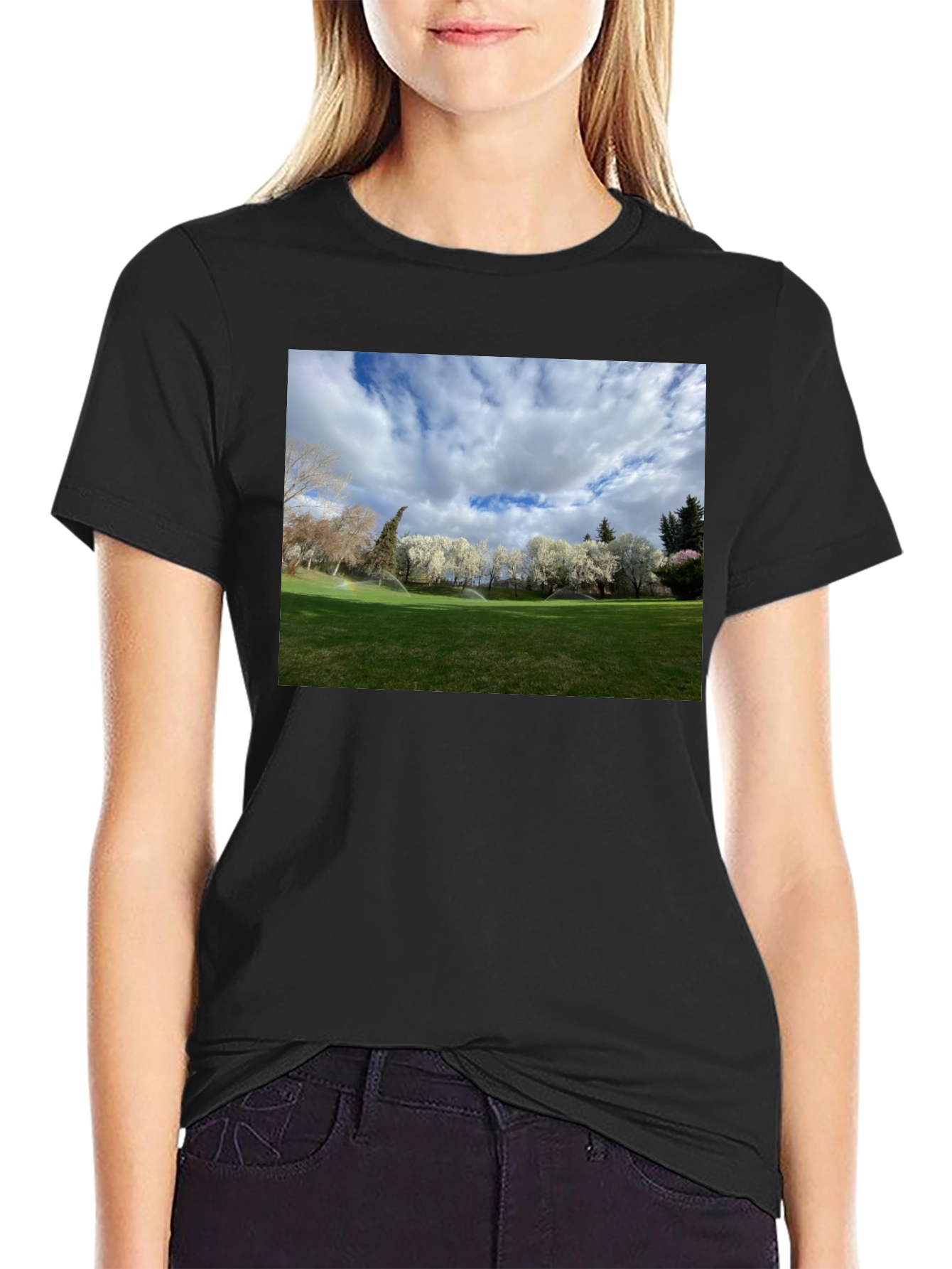 Black Scenic Landscape Graphic Tee - Cotton Comfort view 2