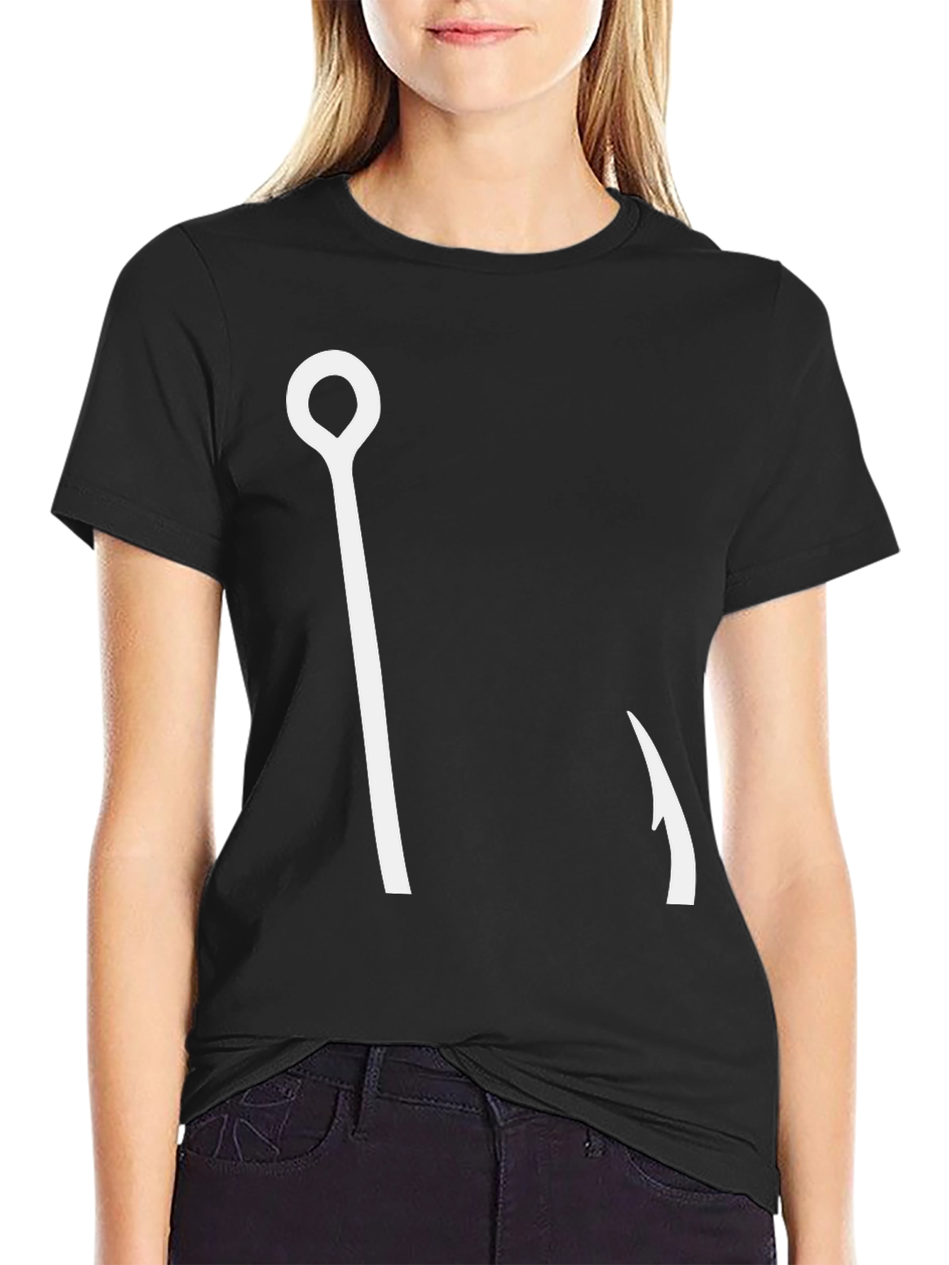 Black Fishing Hook Graphic Tee - Casual Style view 2