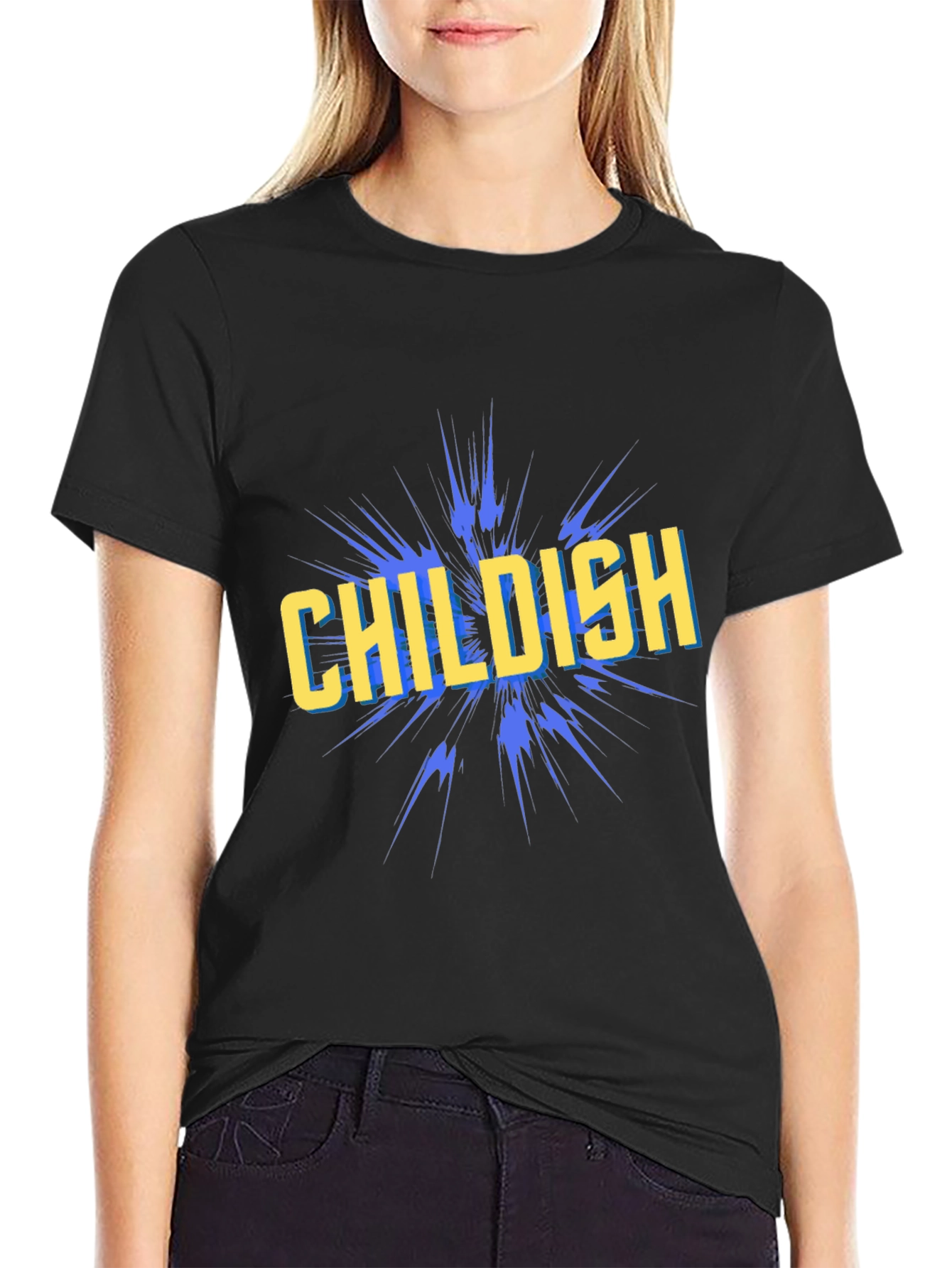 Black Childish Graphic Tee - Black Cotton Blend view 2