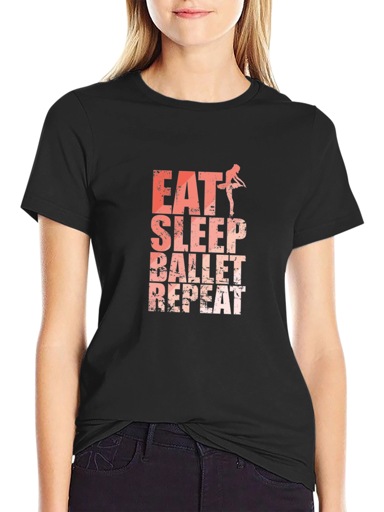 Black Eat Sleep Ballet Repeat Graphic Tee view 2
