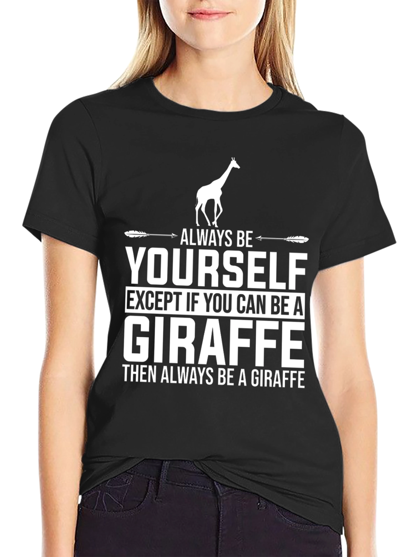 Black Always Be a Giraffe Graphic T-Shirt view 2