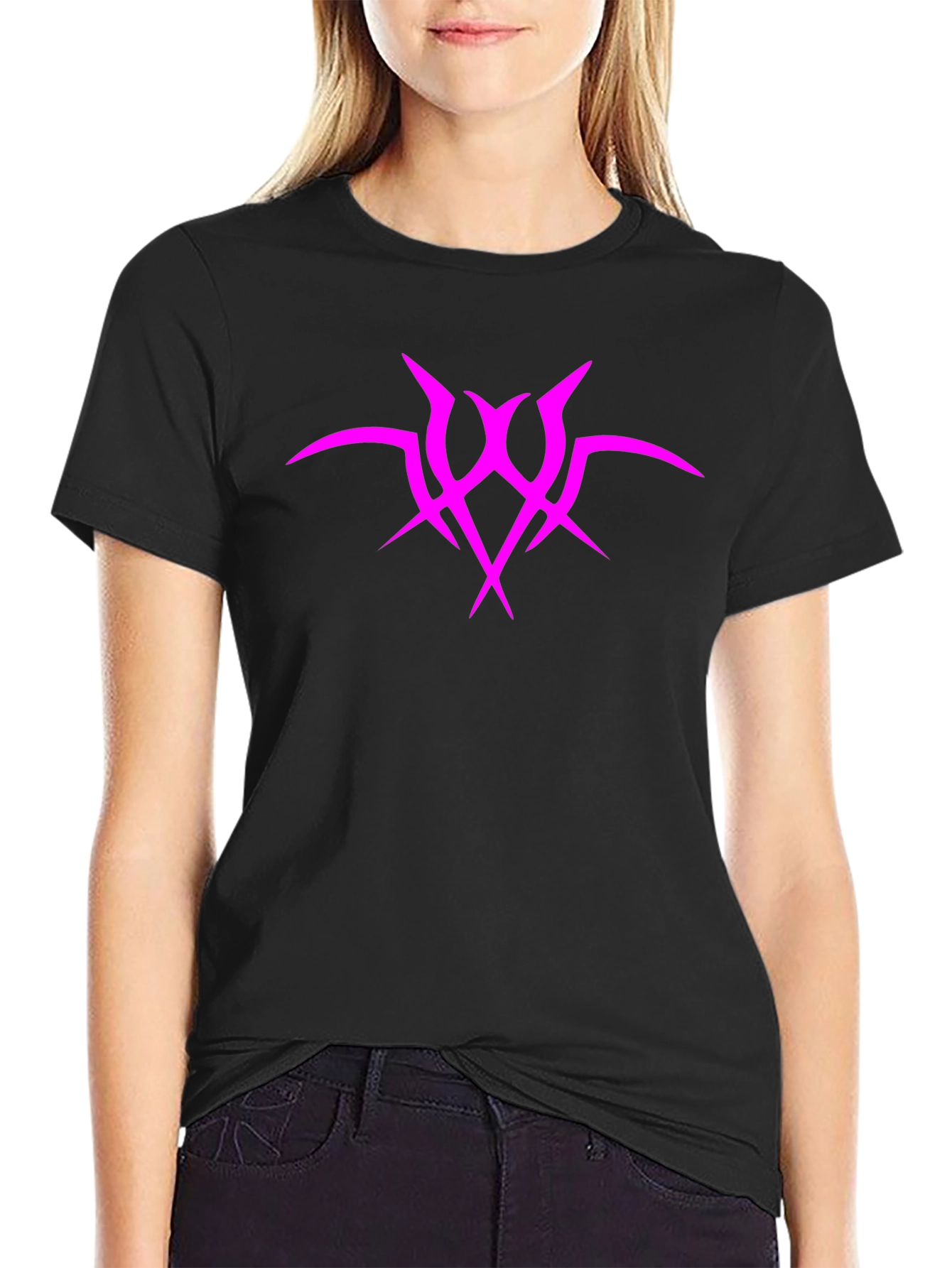 Black Black T-Shirt with Abstract Pink Graphic view 2