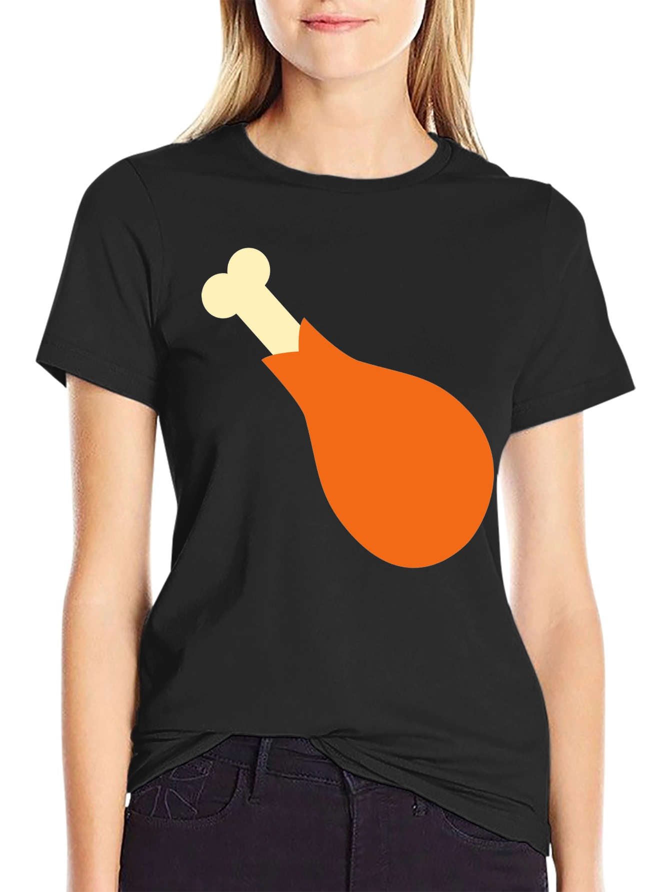 Black Funny Turkey Leg Graphic T-Shirt - Thanksgiving Tee view 2