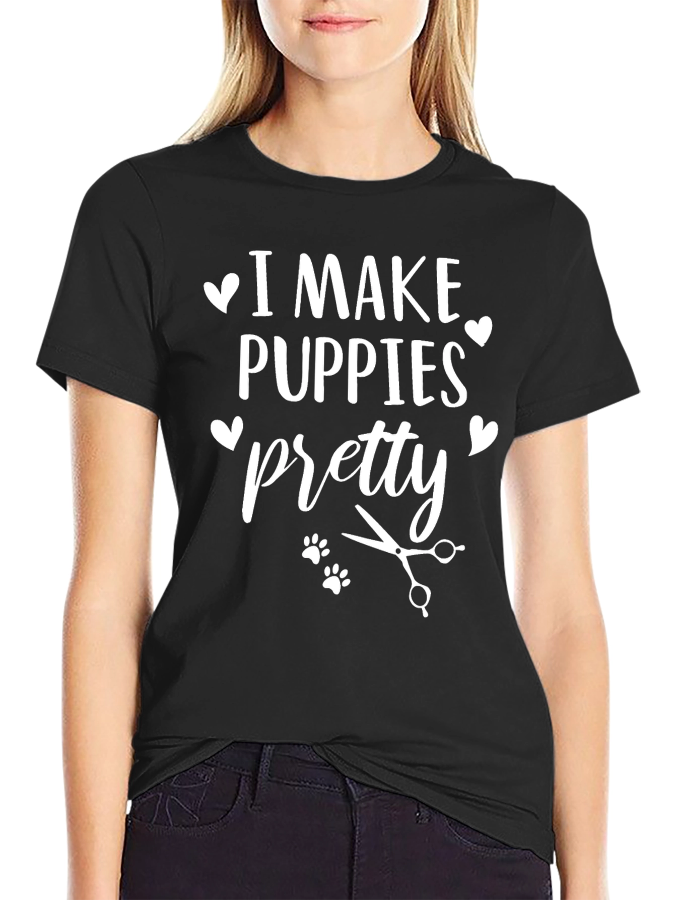 Black I Make Puppies Pretty T-Shirt view 2