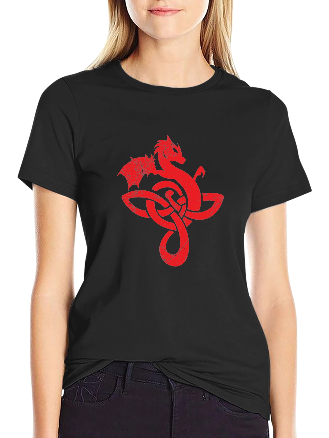 Black Dragon Knot Graphic T-Shirt - Black view 2
