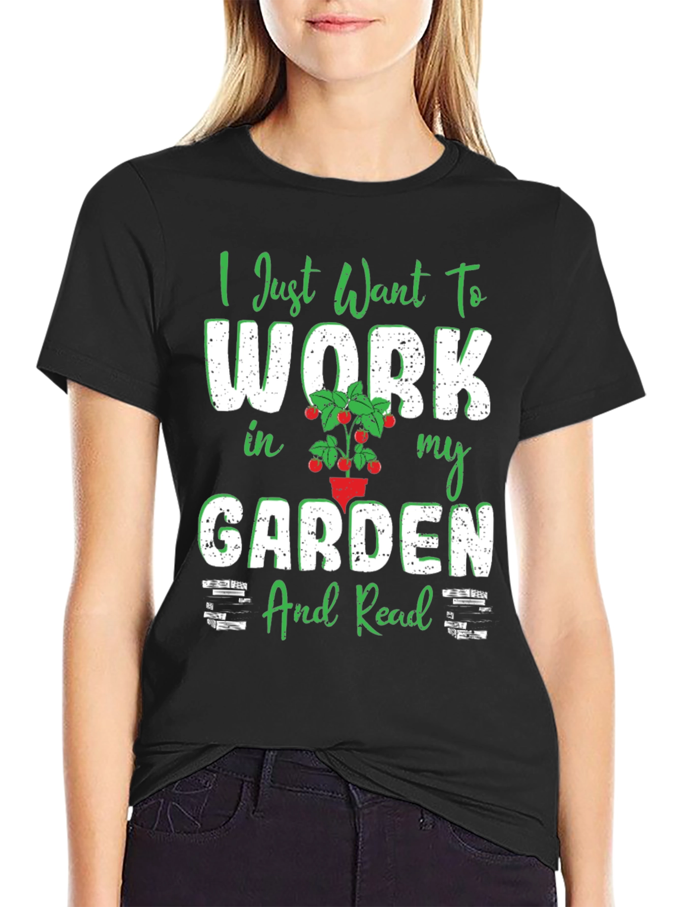 Black Gardening Hobby T-Shirt - Work in My Garden & Read view 2