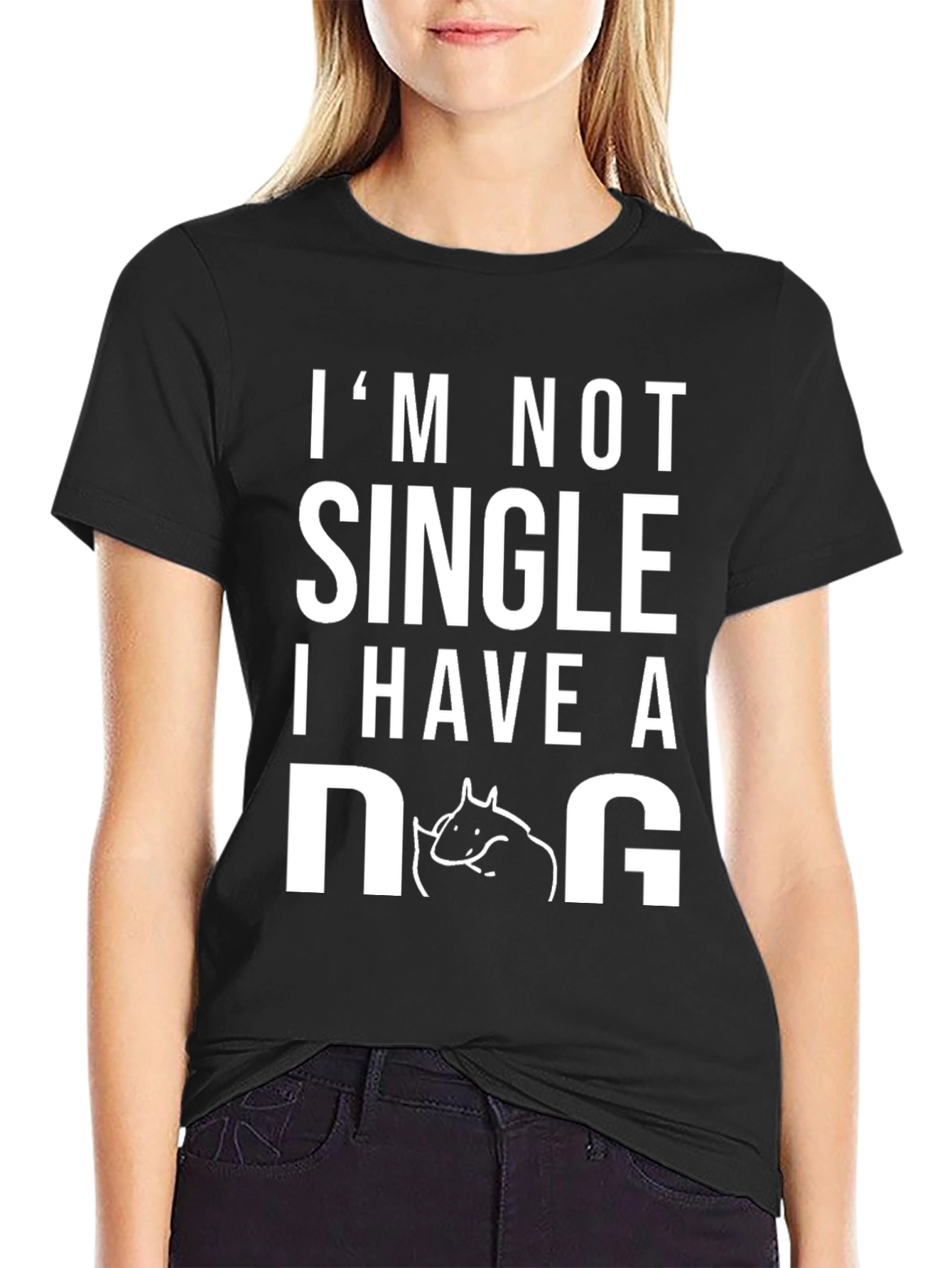 Black I'm Not Single I Have a Dog T-Shirt view 2