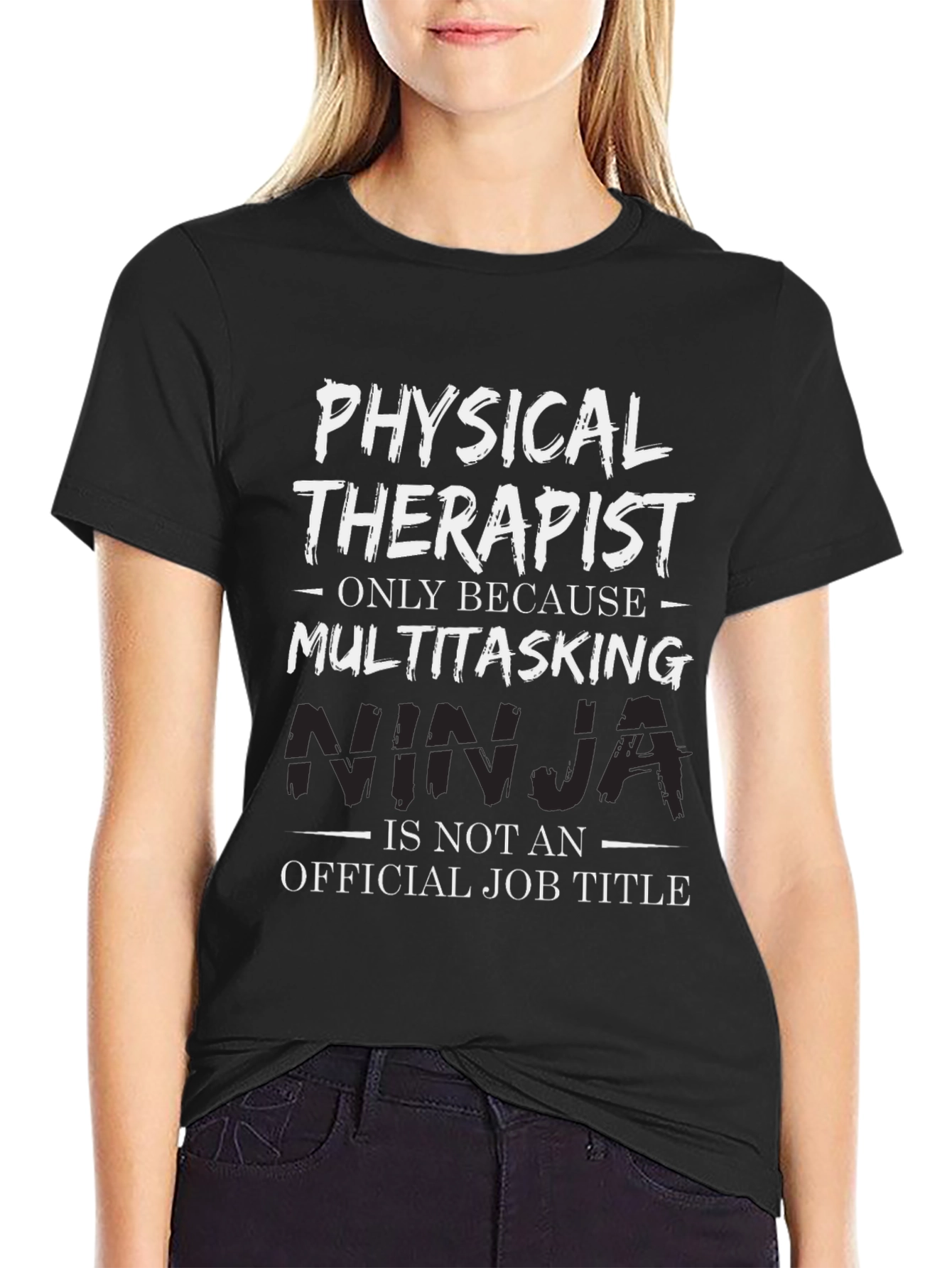 Black Physical Therapist Multitasking Ninja Graphic Tee view 2