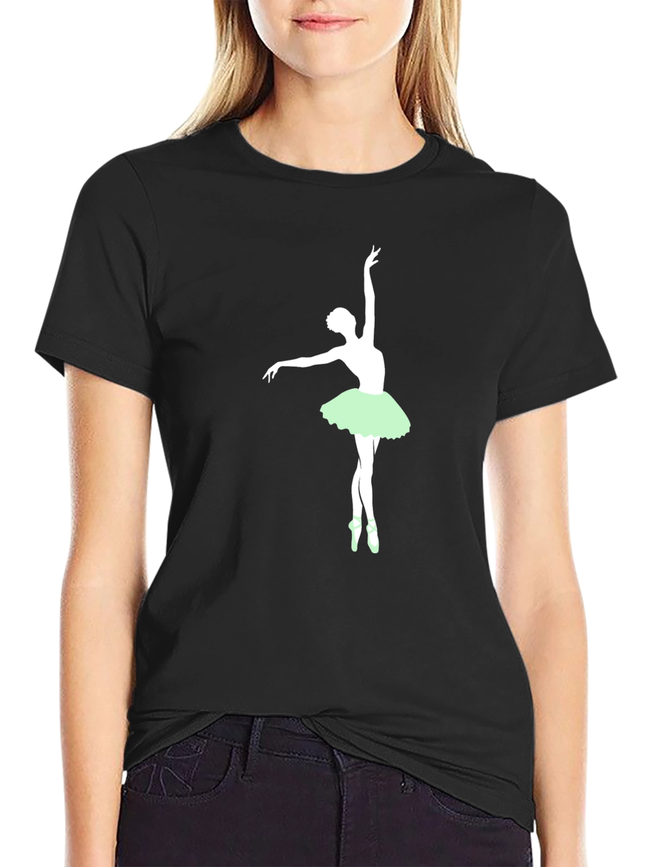 Black Ballerina Graphic Black T-Shirt view 2