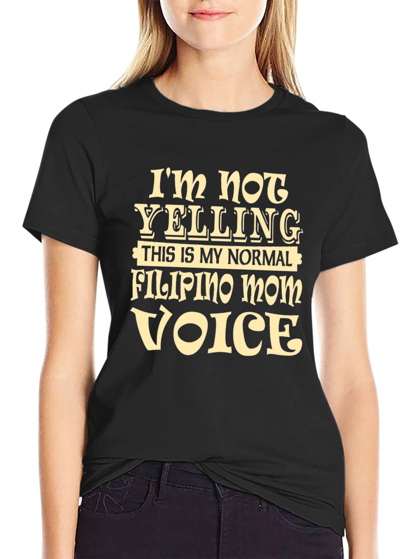 Black Filipino Mom Voice Novelty T-Shirt - Funny Gift view 2