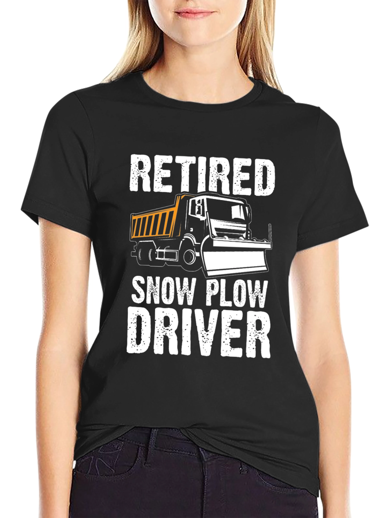 Black Retired Snow Plow Driver T-Shirt view 2