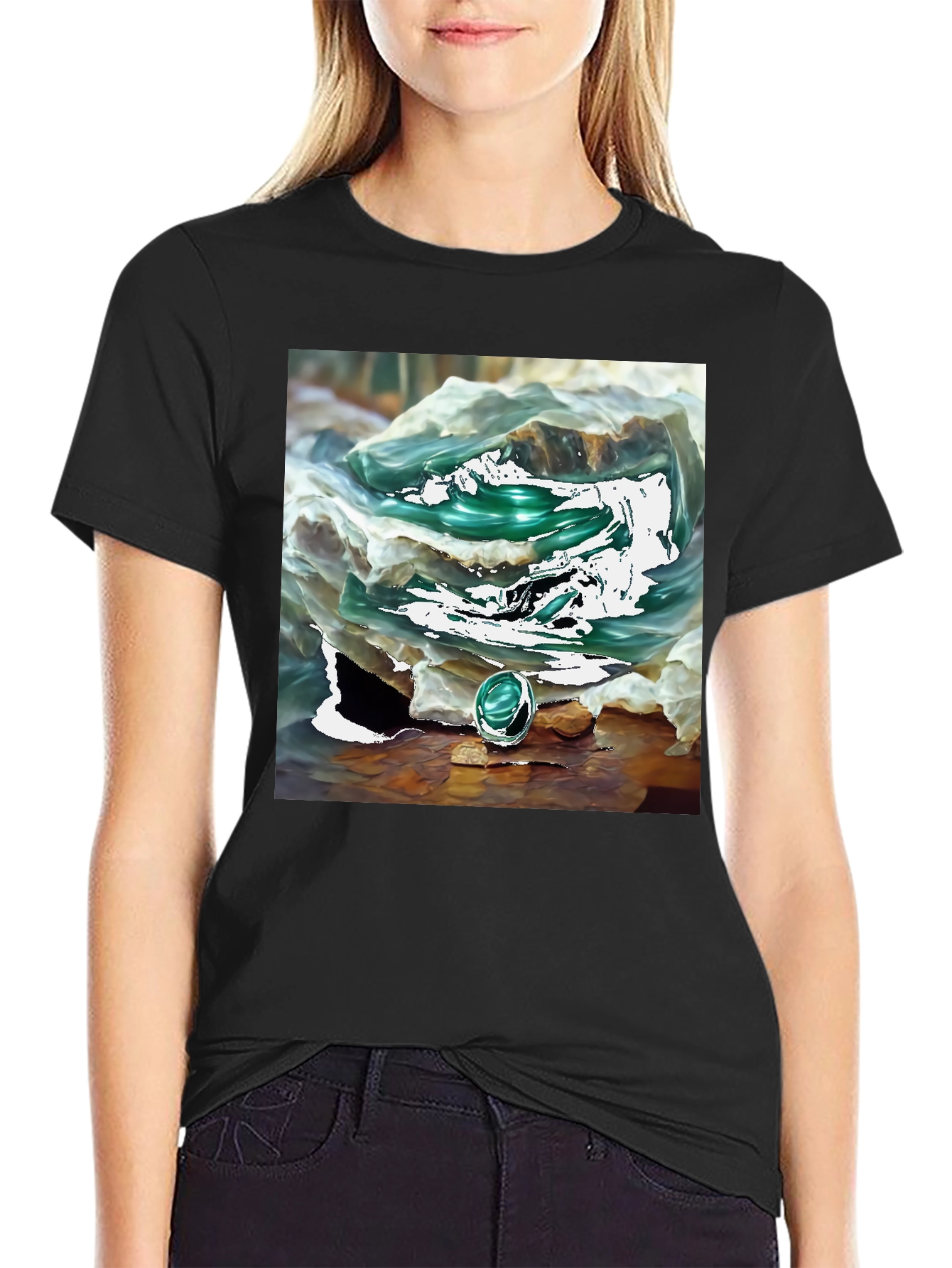Black Emerald Gemstone T-Shirt view 2