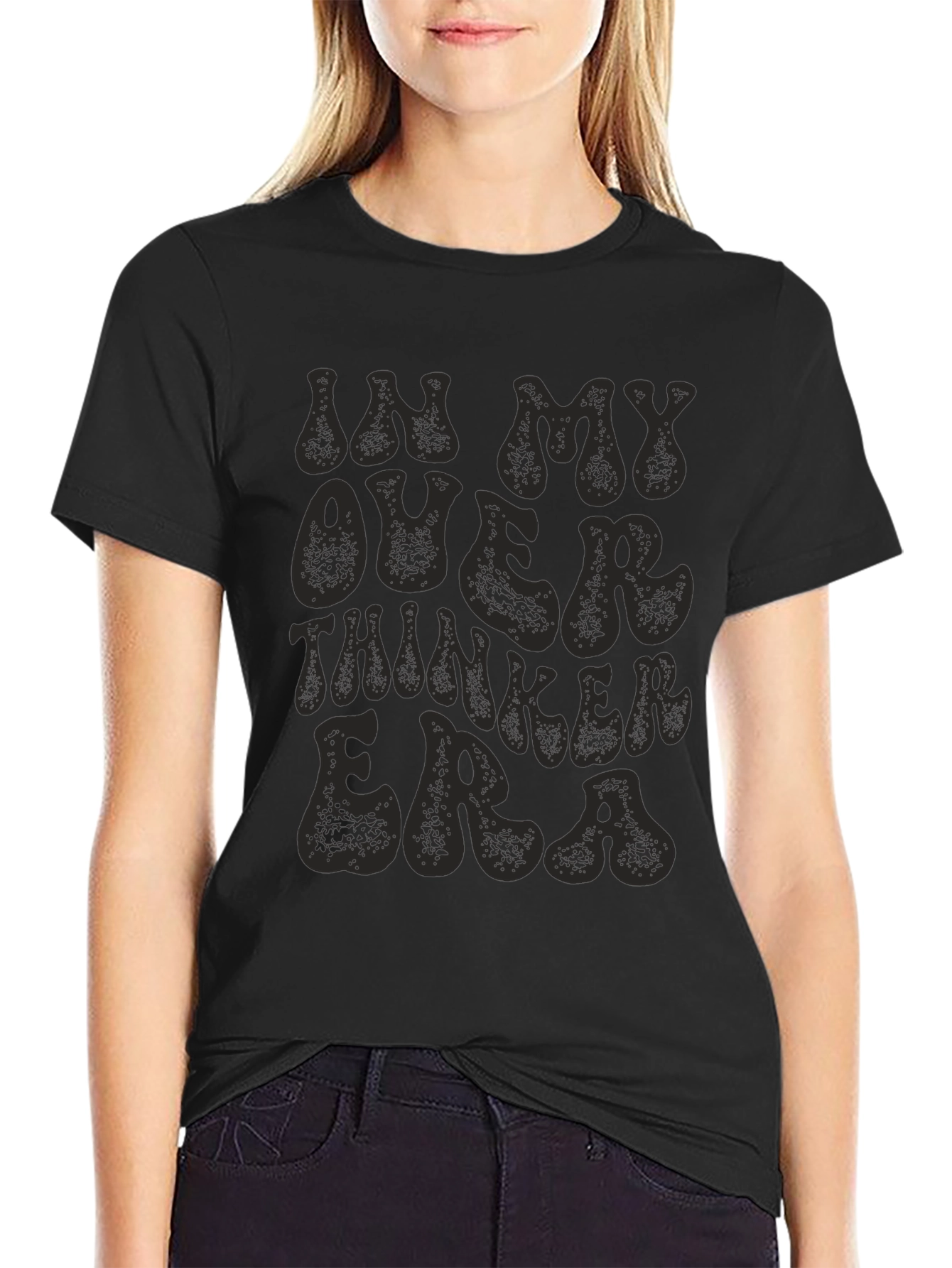 Black Overthinker Era Graphic Tee - Trendy Relaxed Fit view 2