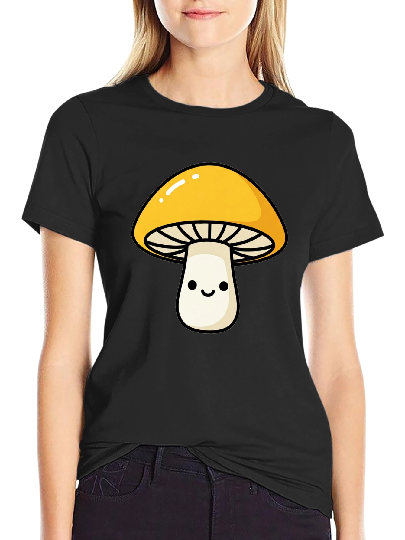 Black Funky Mushroom Graphic Tee - Black view 2