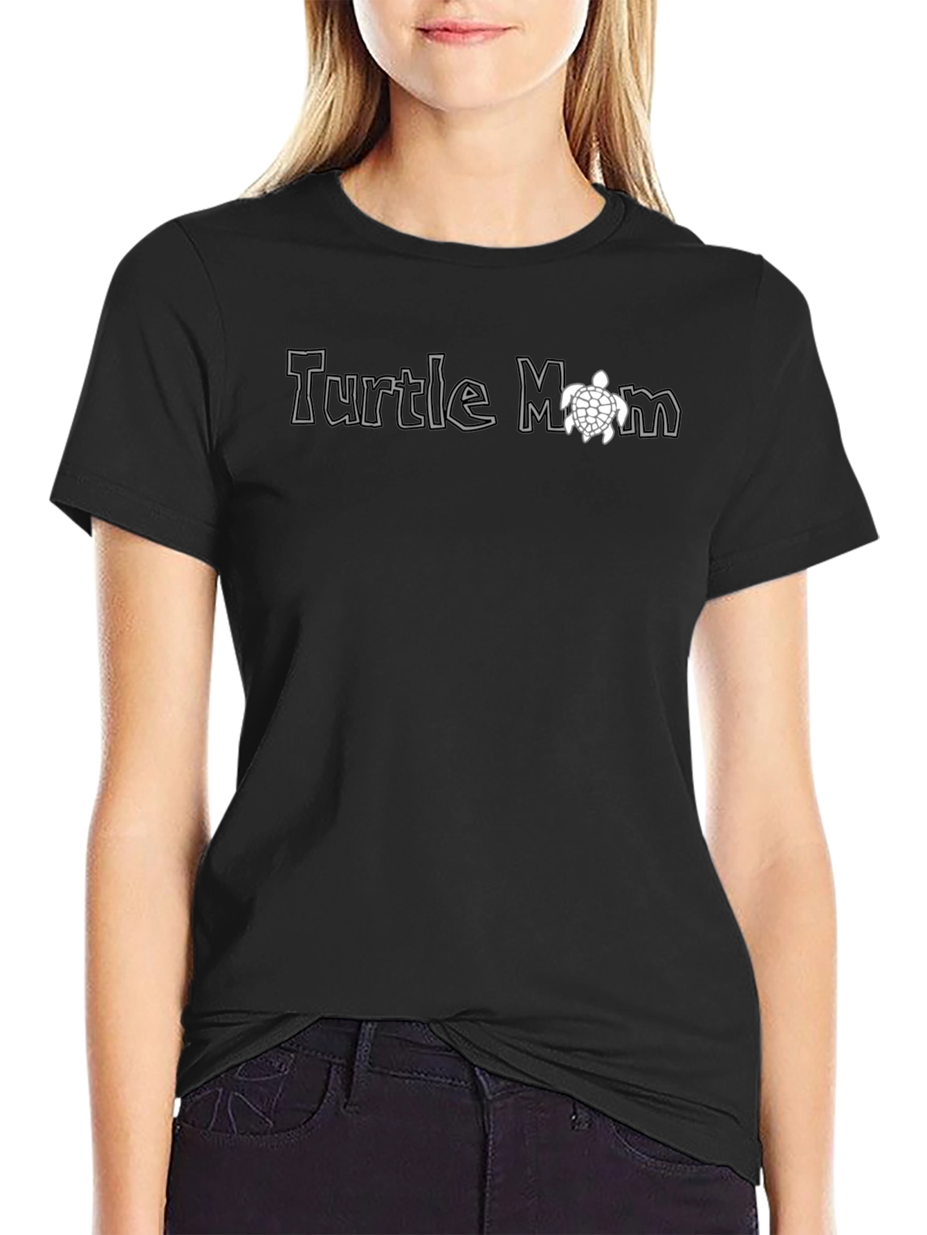Black Turtle Mom Graphic Tee - Black view 2