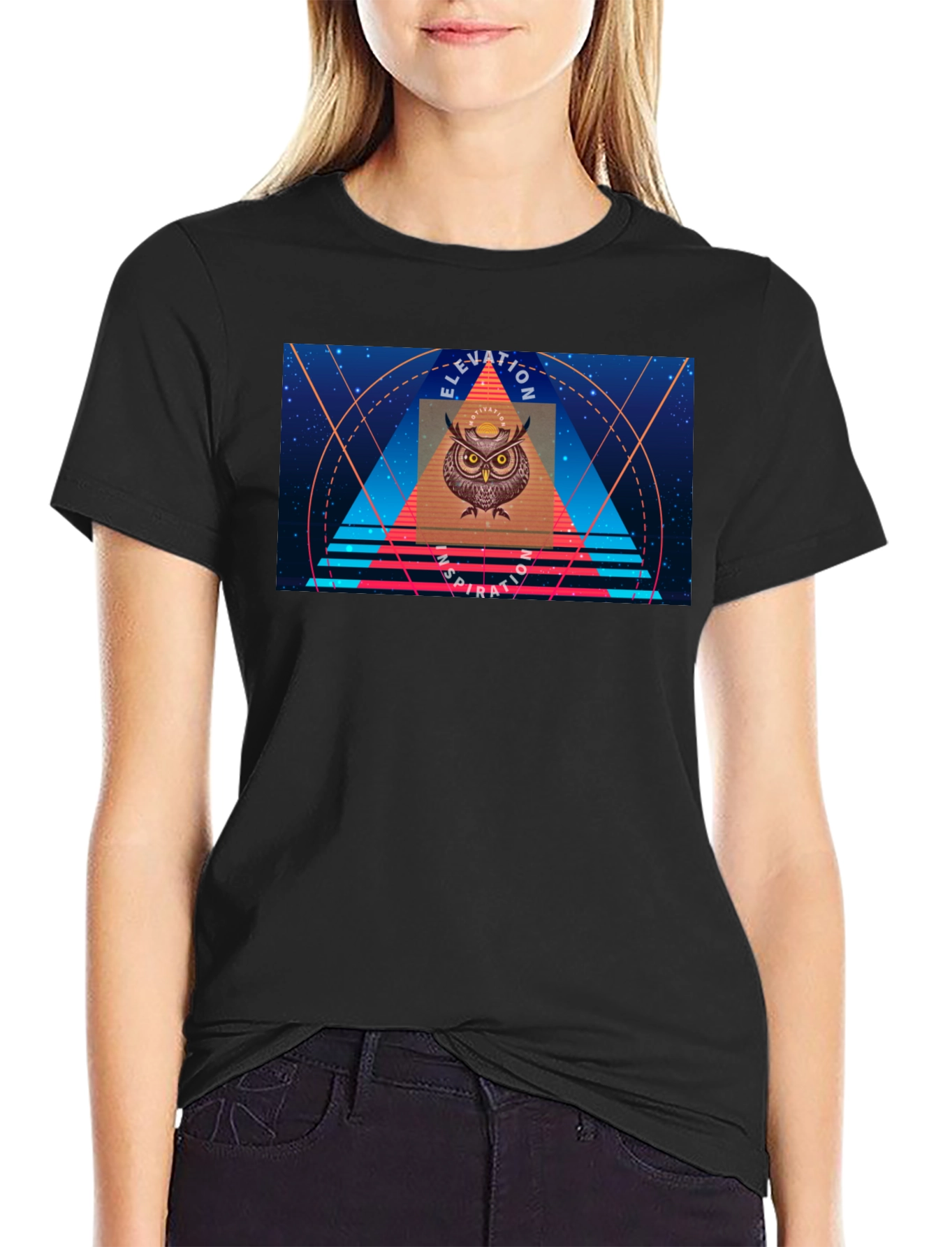 Black Elevation Inspiration Owl Graphic T-Shirt view 2