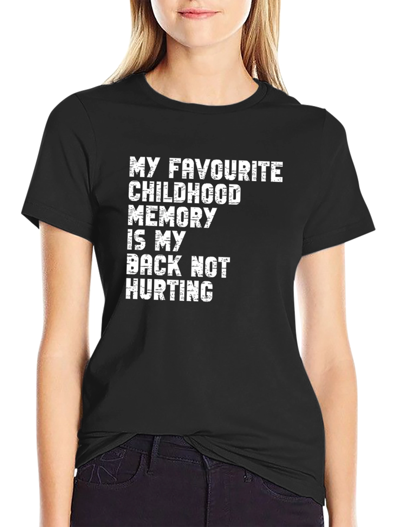 Black Funny Back Pain T-Shirt: Childhood Memory view 2