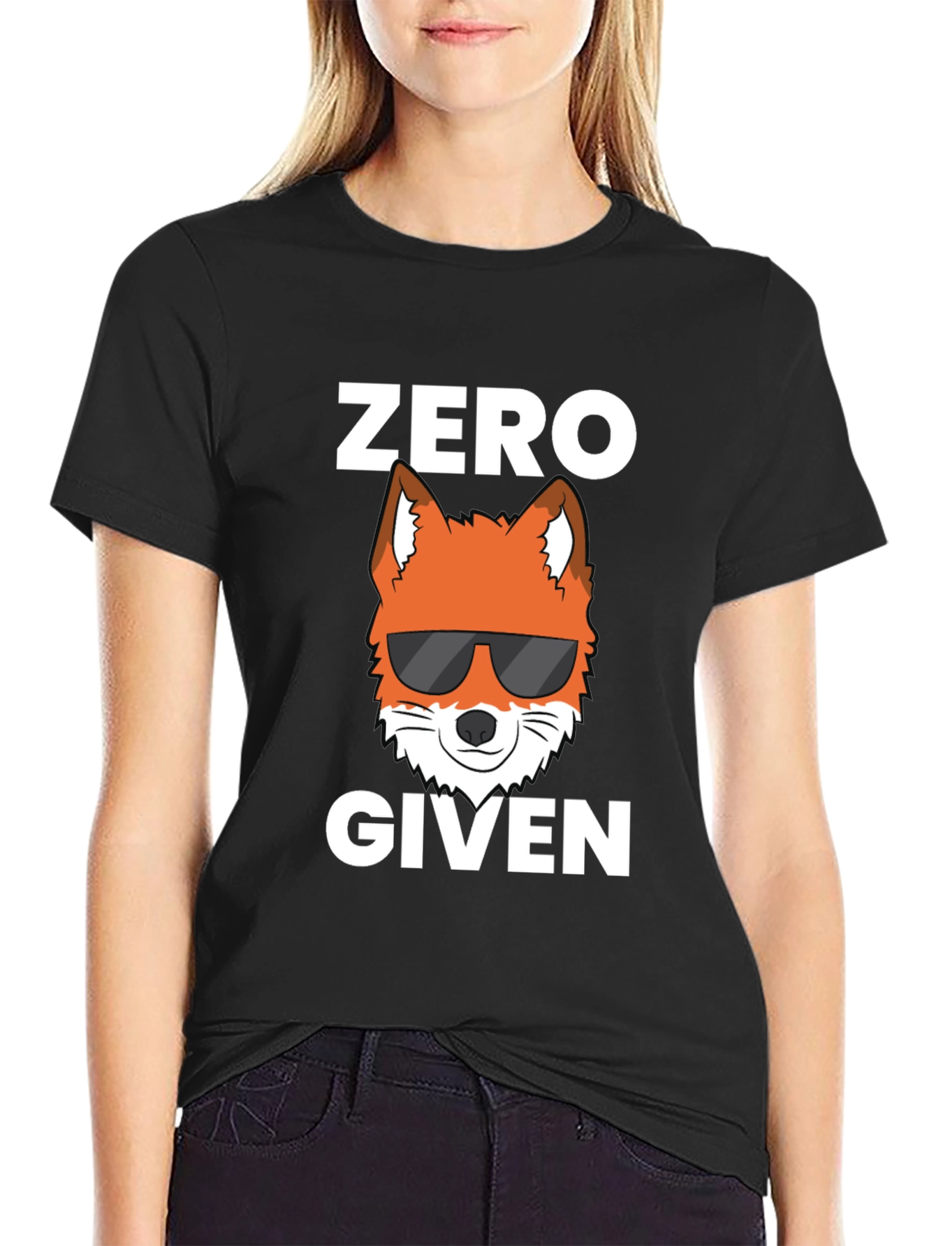 Black Zero Fox Given T-Shirt - Sarcastic Graphic Tee view 2