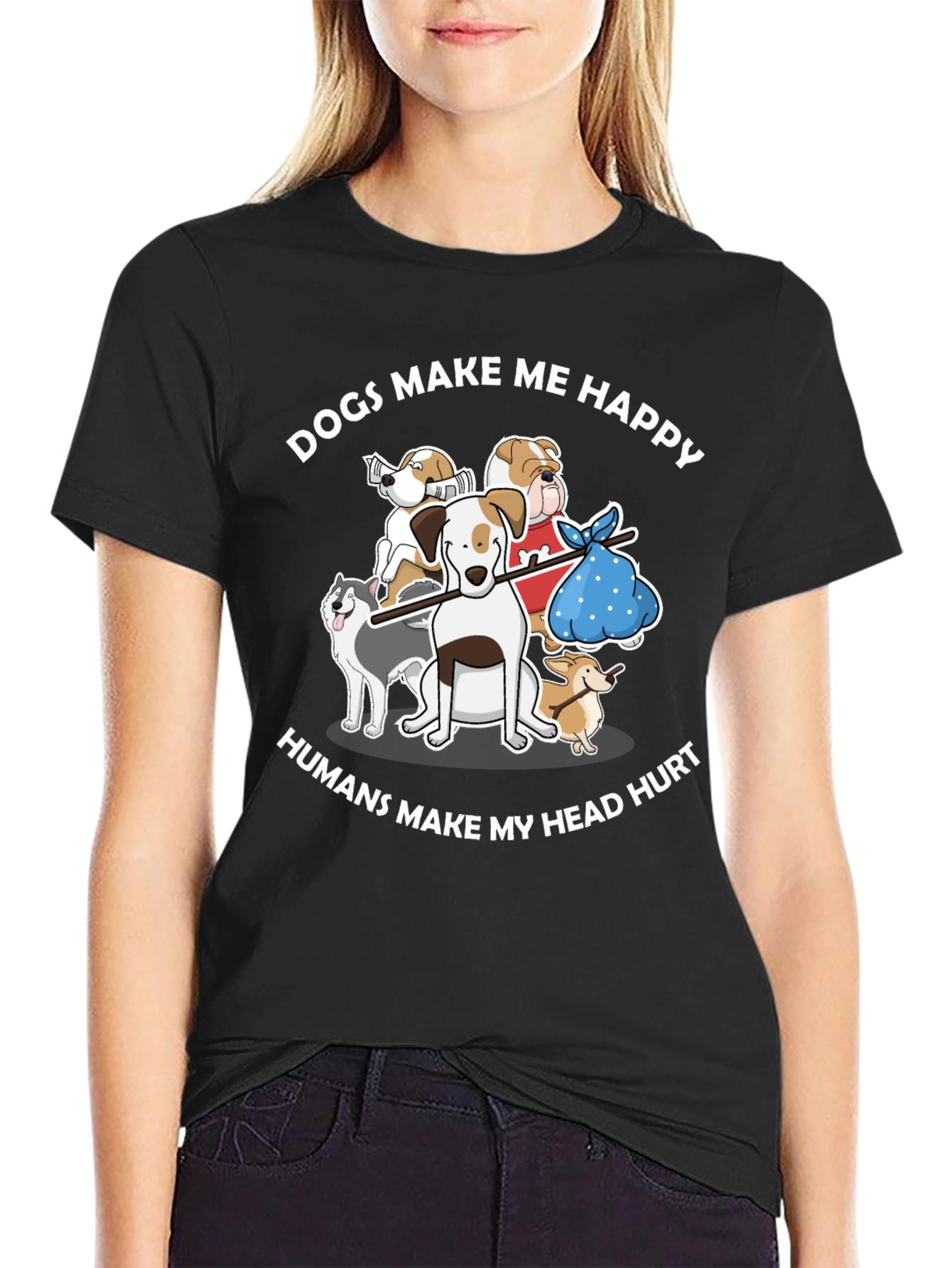 Black Dogs Make Me Happy T-Shirt view 2