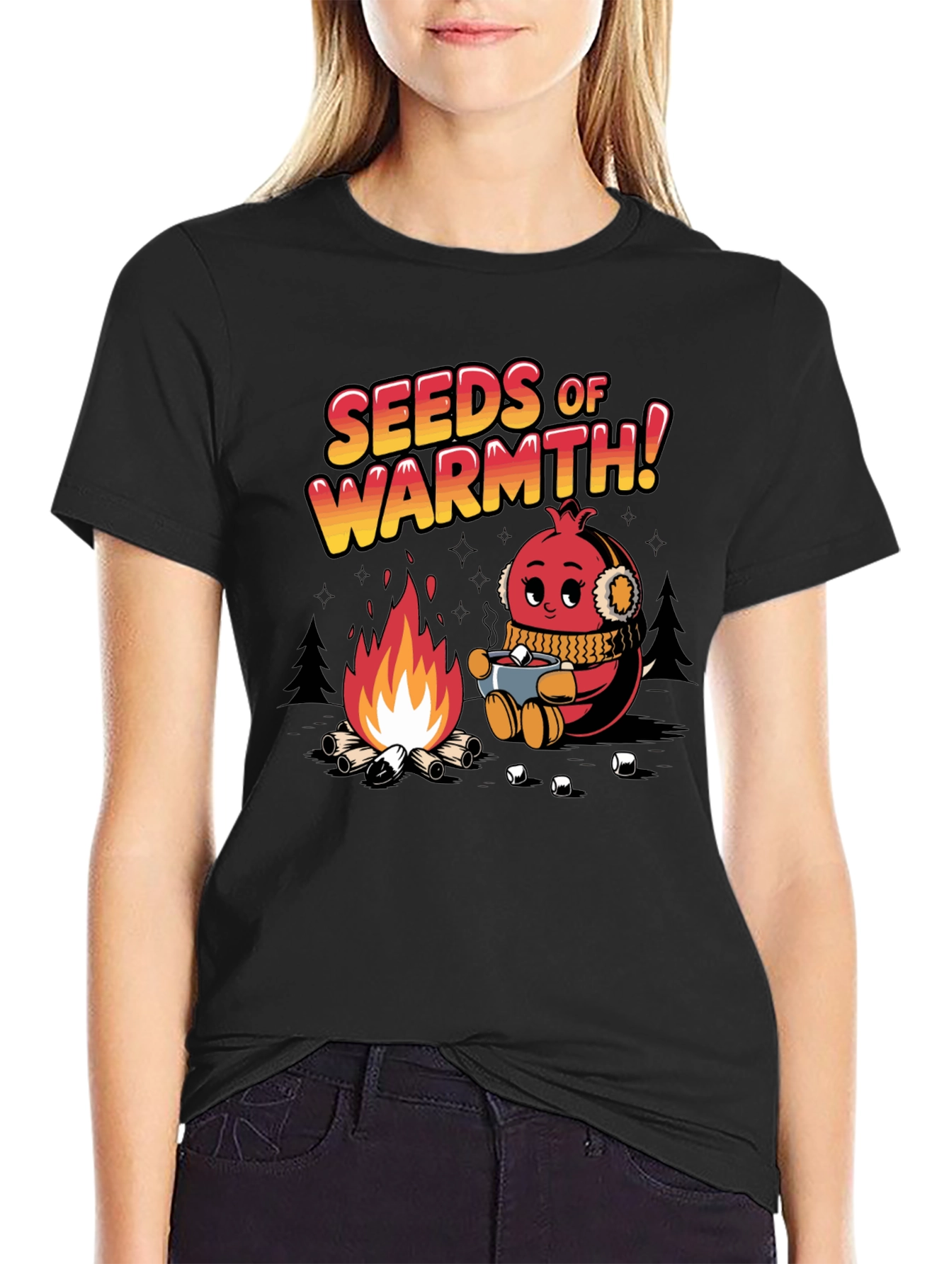 Black Seeds of Warmth Graphic T-Shirt view 2
