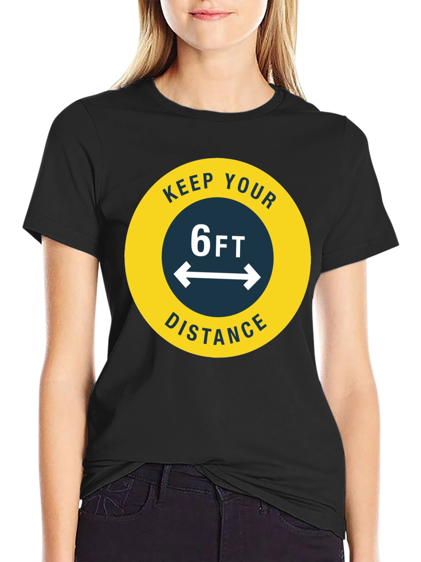 Black Keep Your Distance T-Shirt - Social Distancing Tee view 2
