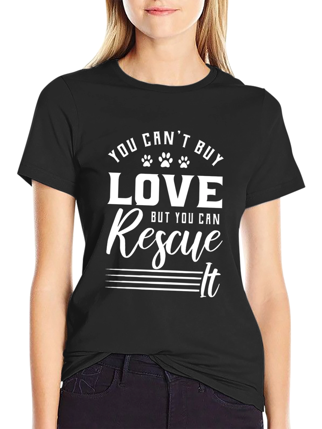 Black Rescue Love T-Shirt - You Can't Buy Love, Rescue It! view 2