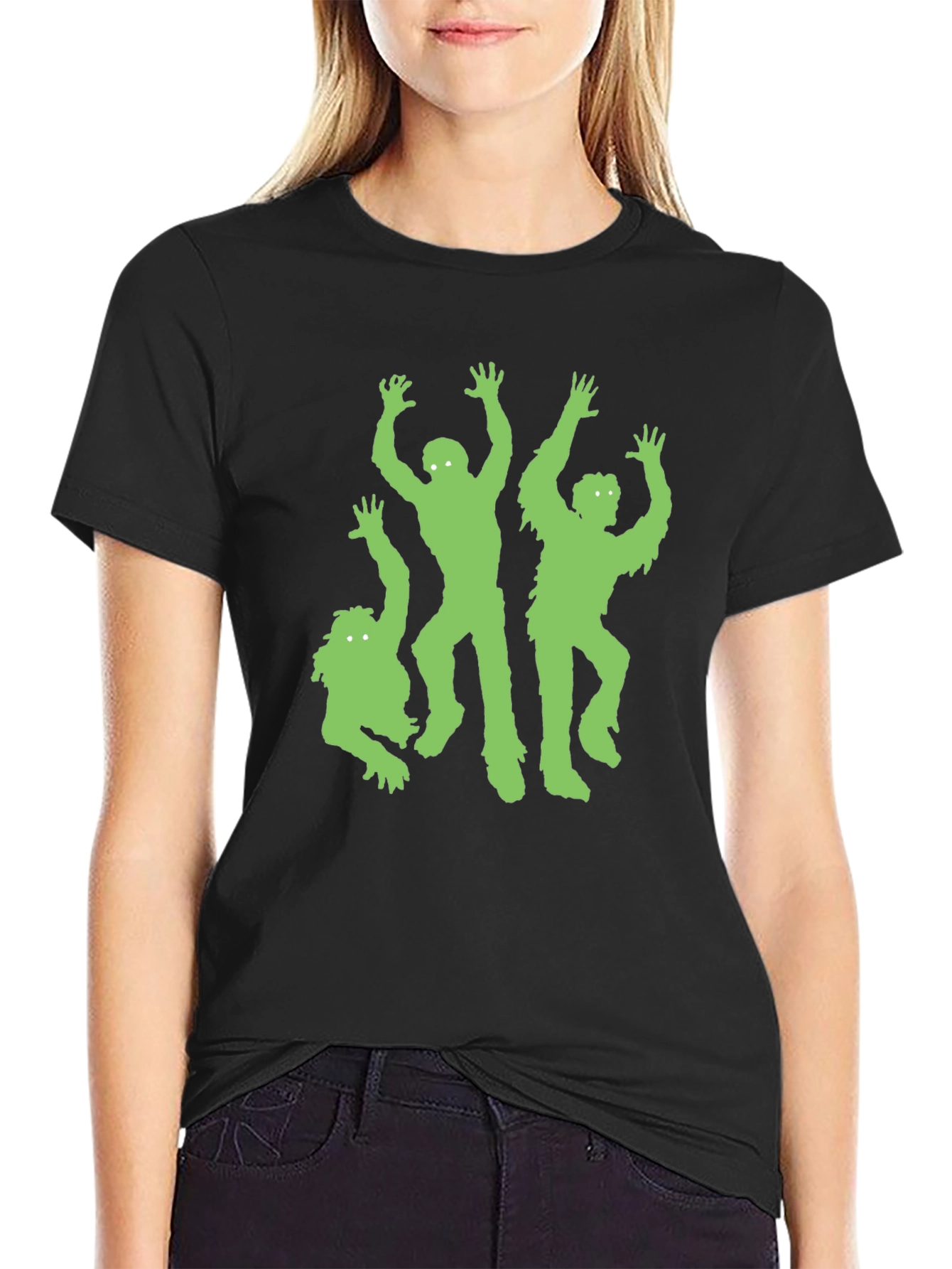 Black Green Zombie Graphic Black T-Shirt view 2