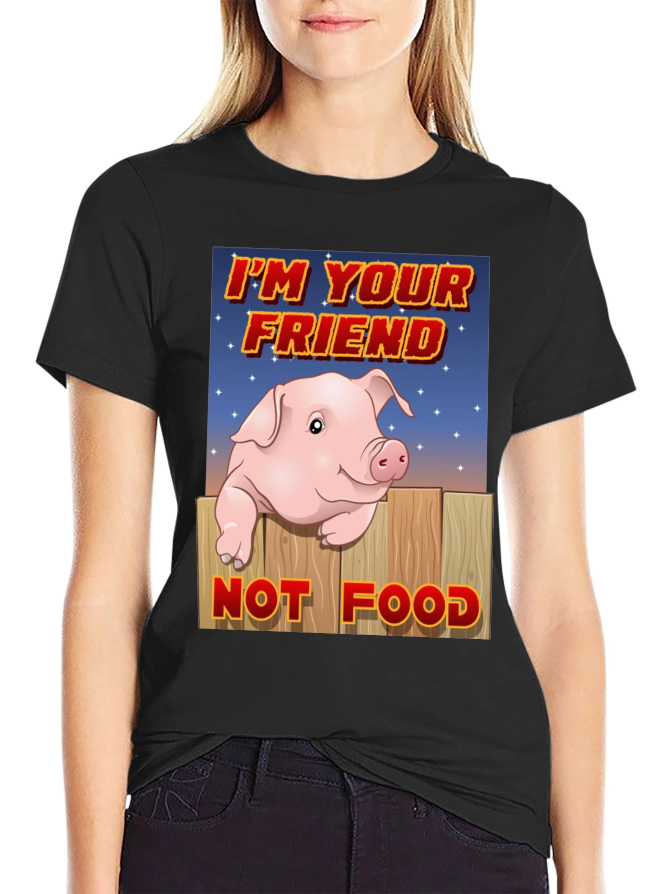 Black Pig Friend T-Shirt: Animal Rights Vegan Tee view 2