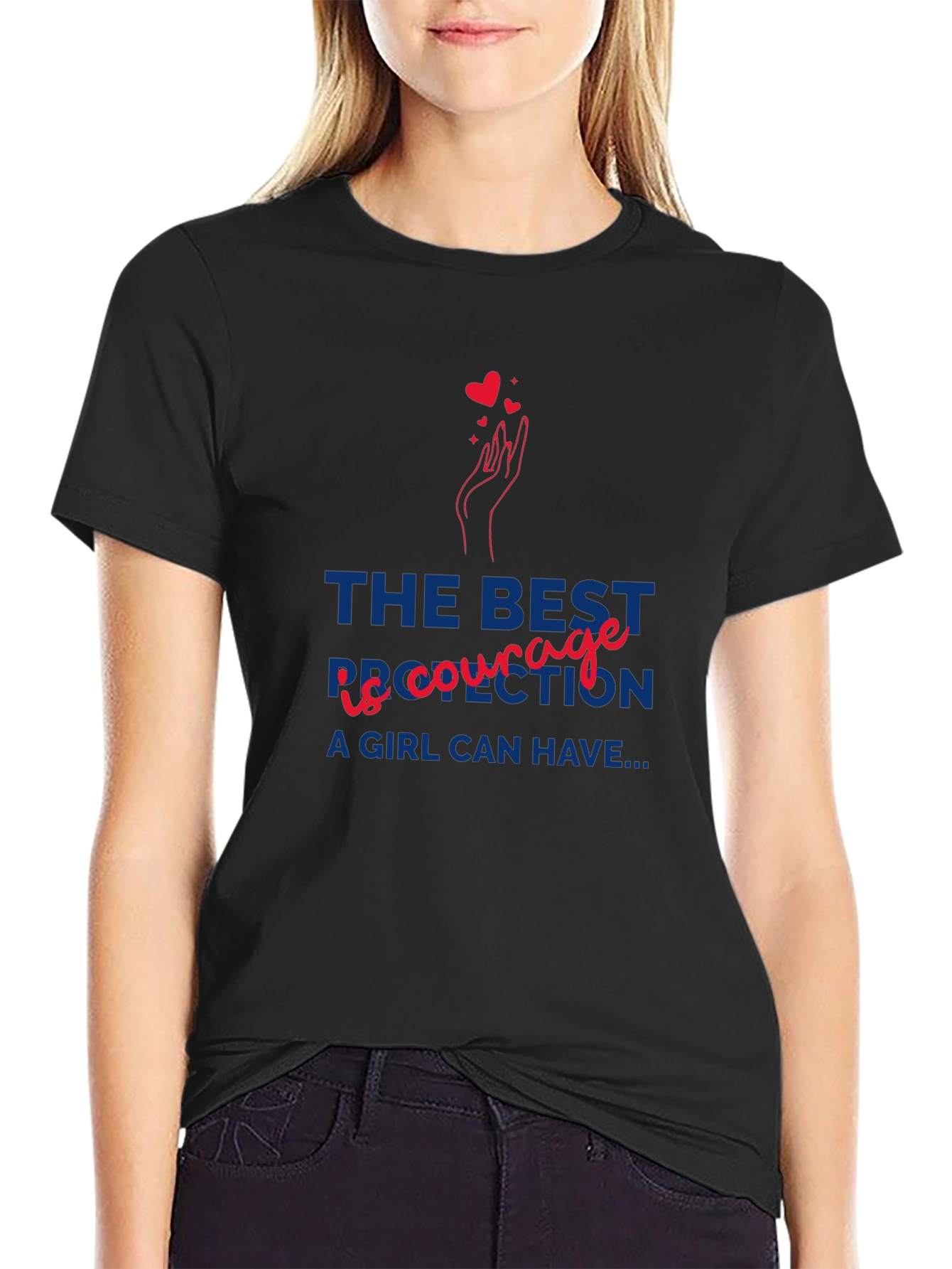 Black Courage Graphic Tee - Empowering Women's T-Shirt view 2