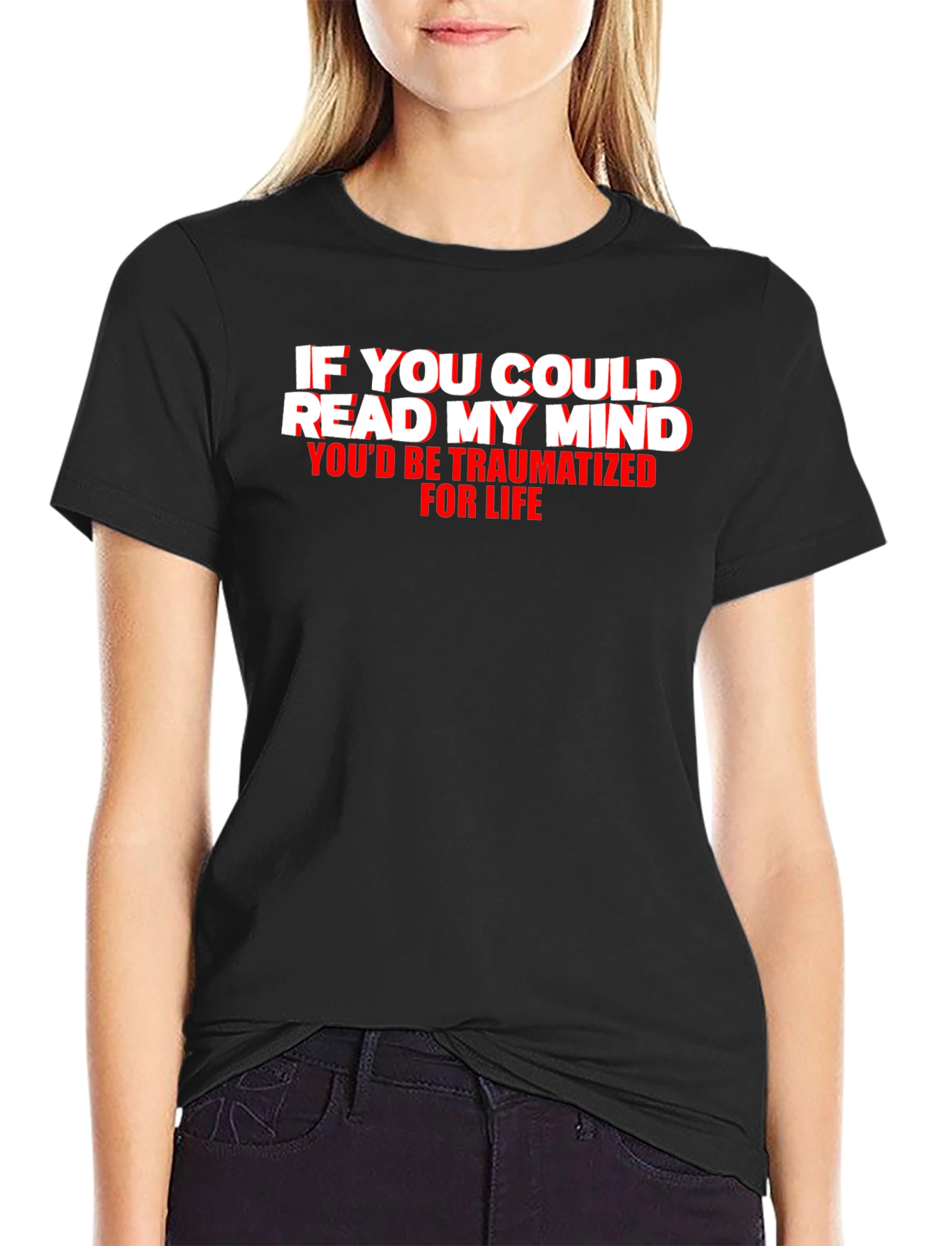 Black Traumatized Mind Graphic Tee - Funny Novelty T-Shirt view 2