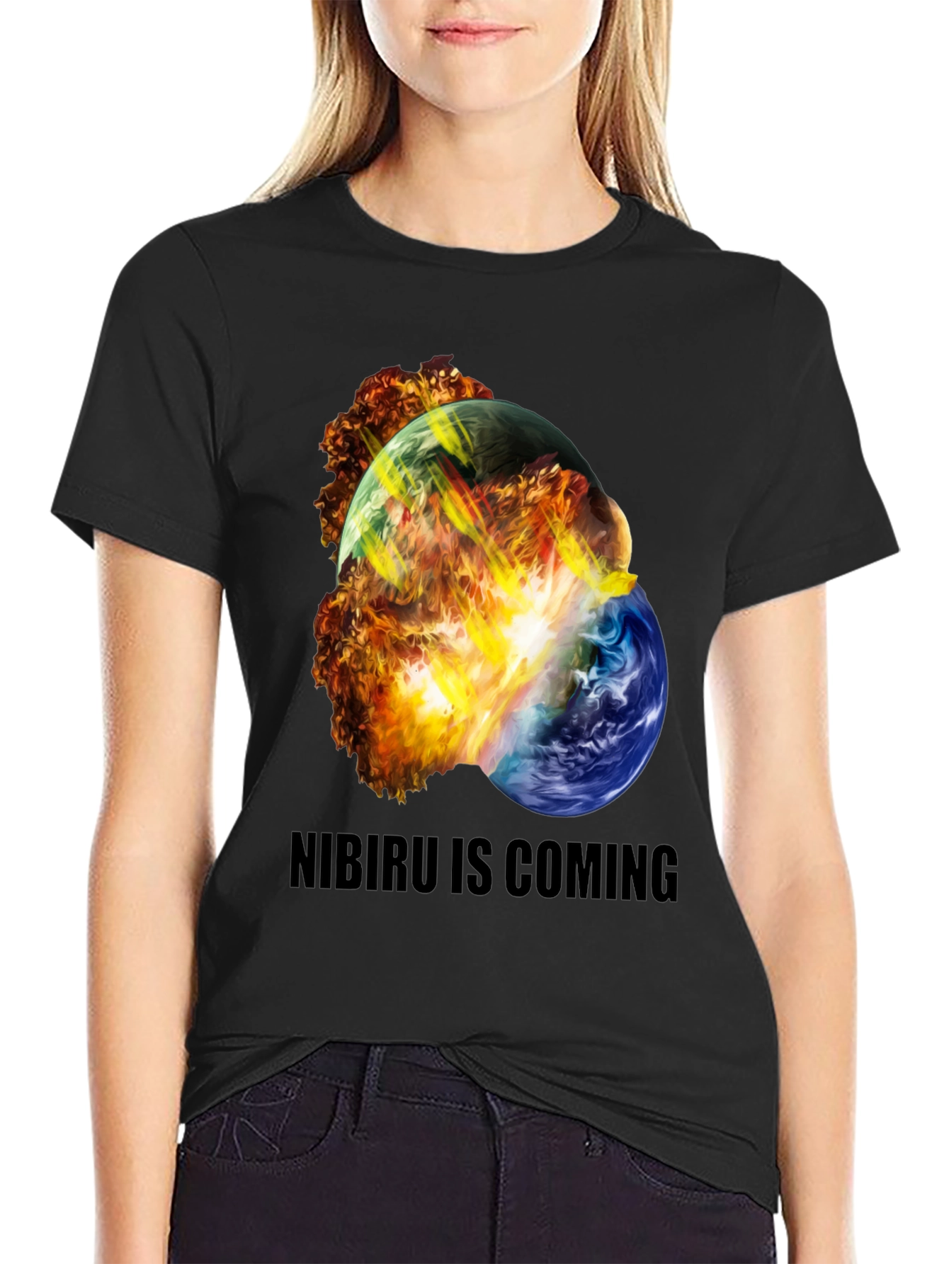 Black Nibiru Is Coming Graphic Tee view 2