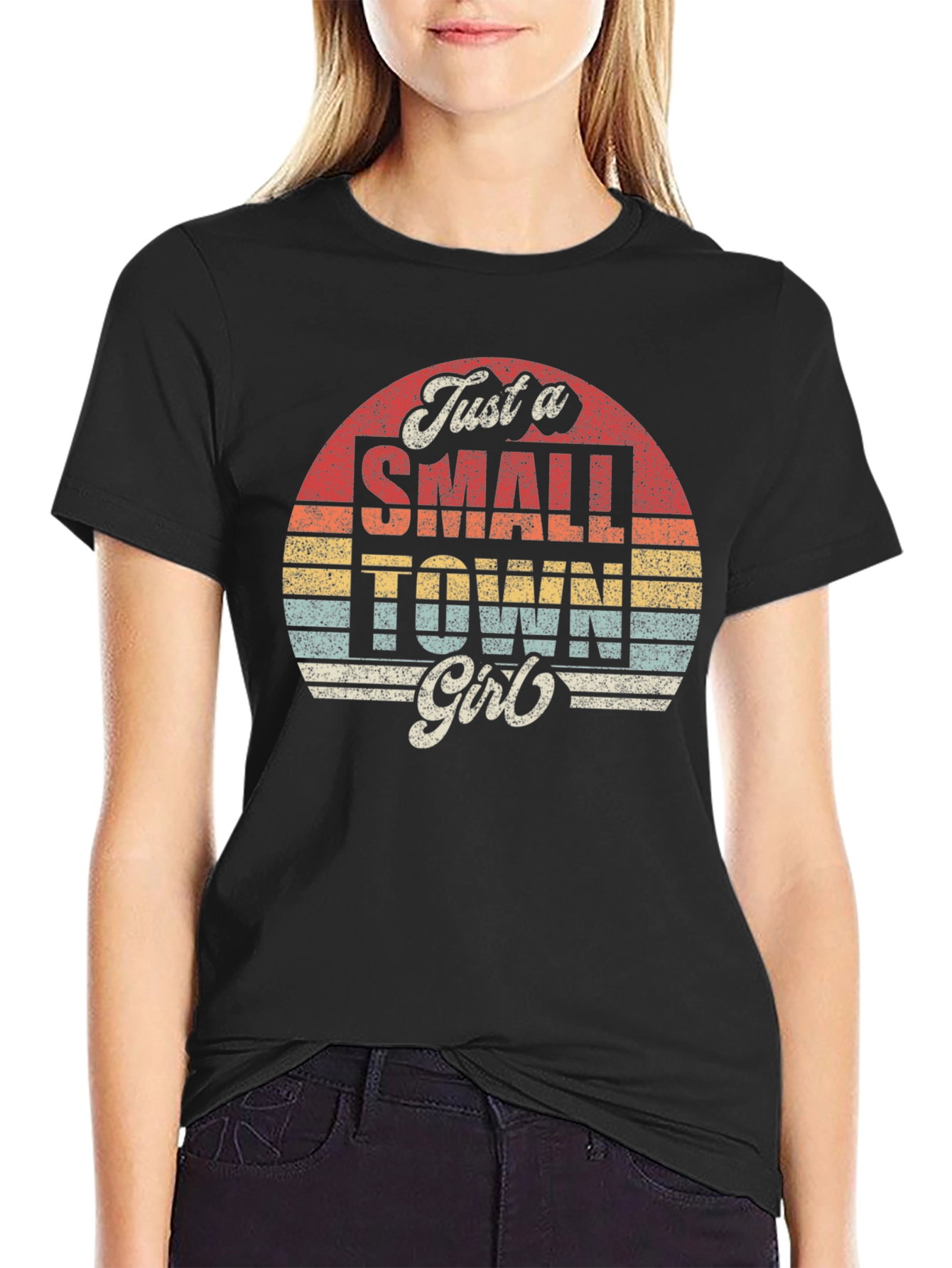 Black Retro "Small Town Girl" Graphic Tee view 2
