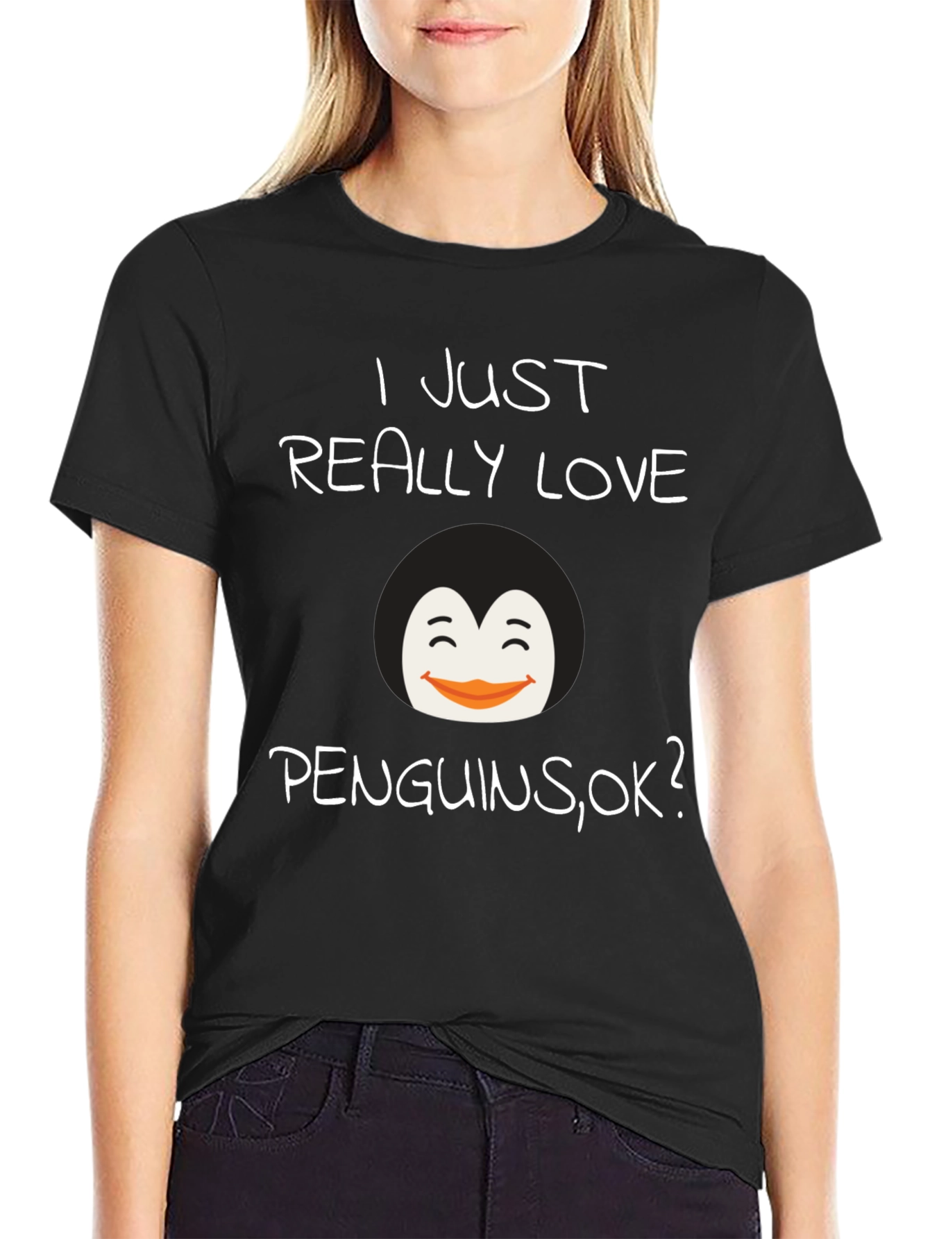 Black Penguin Lover T-Shirt - Cute Graphic Tee view 2