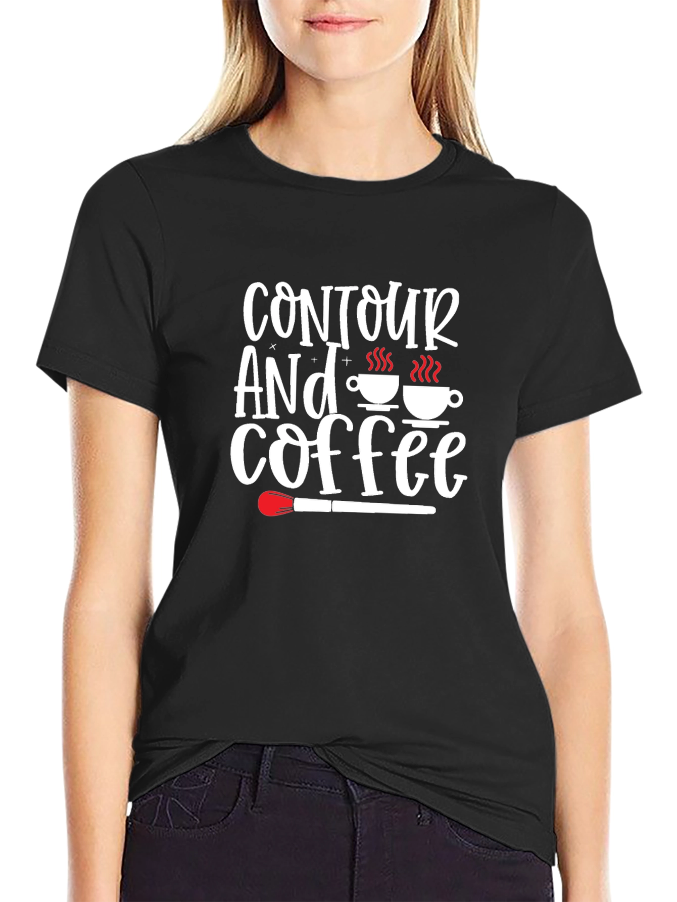 Black Contour and Coffee Graphic Tee - Stylish & Trendy view 2
