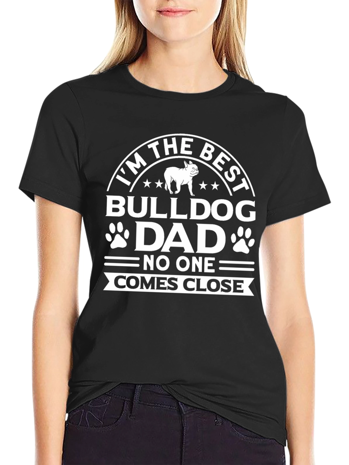 Black Best Bulldog Dad T-Shirt view 2