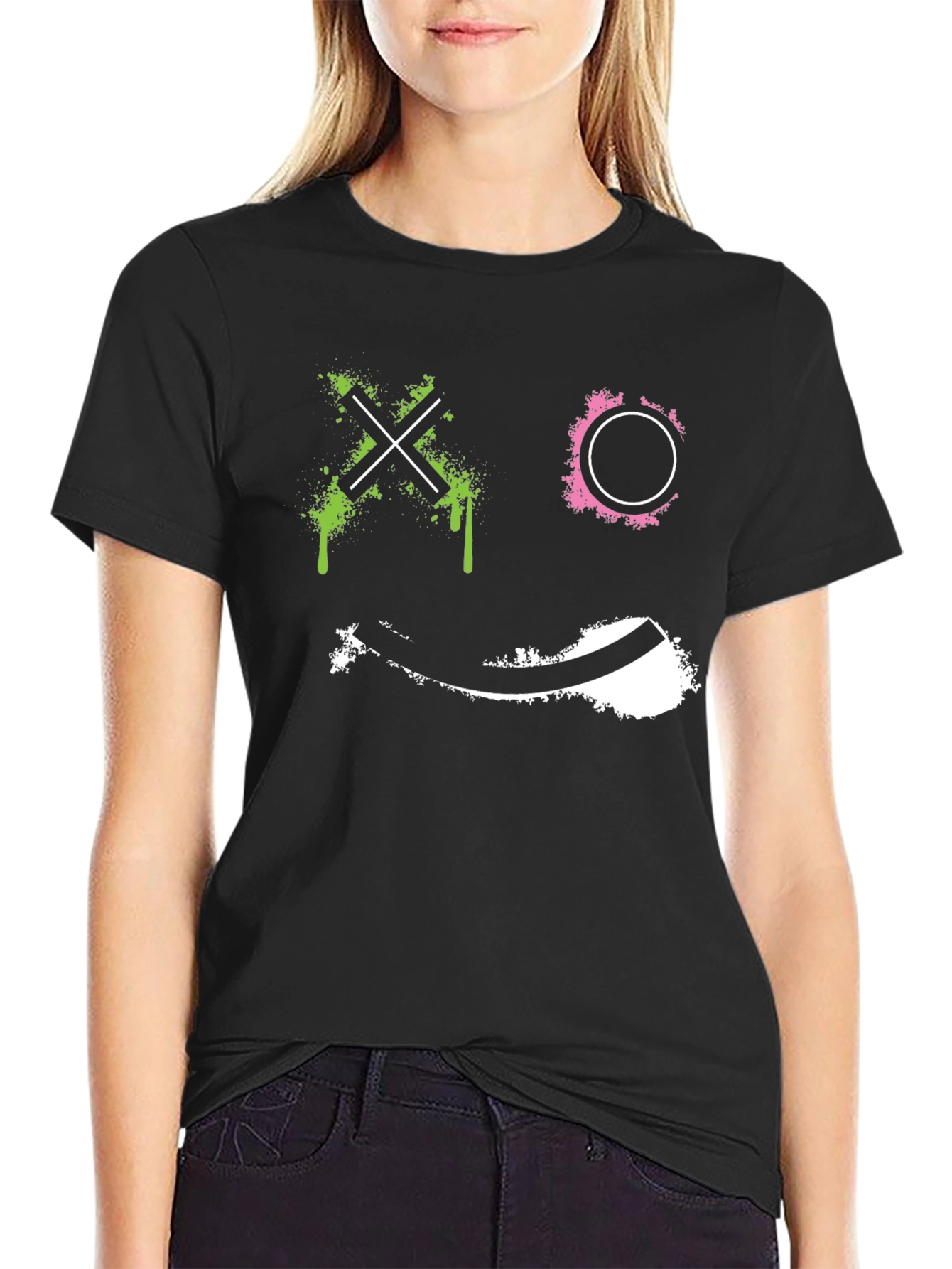 Black Abstract Graphic Print Black T-Shirt view 2