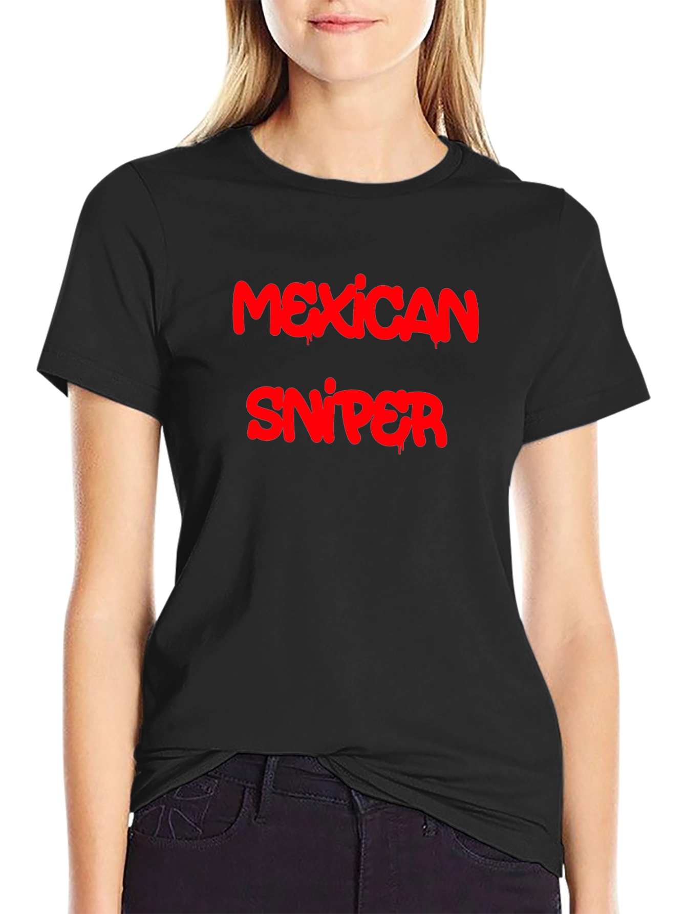 Black Mexican Sniper Graphic Tee - Black T-Shirt view 2