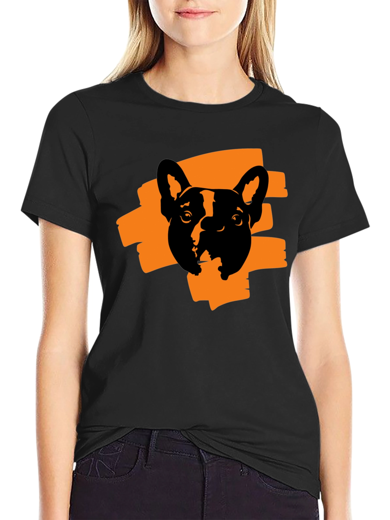 Black Cool Dog Graphic Print T-Shirt view 2