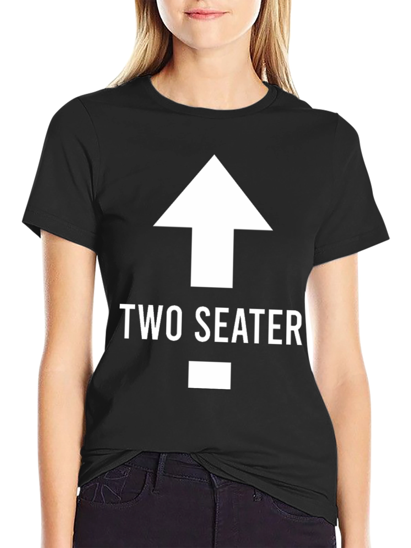 Black Two Seater T-Shirt Funny Graphic Tee view 2