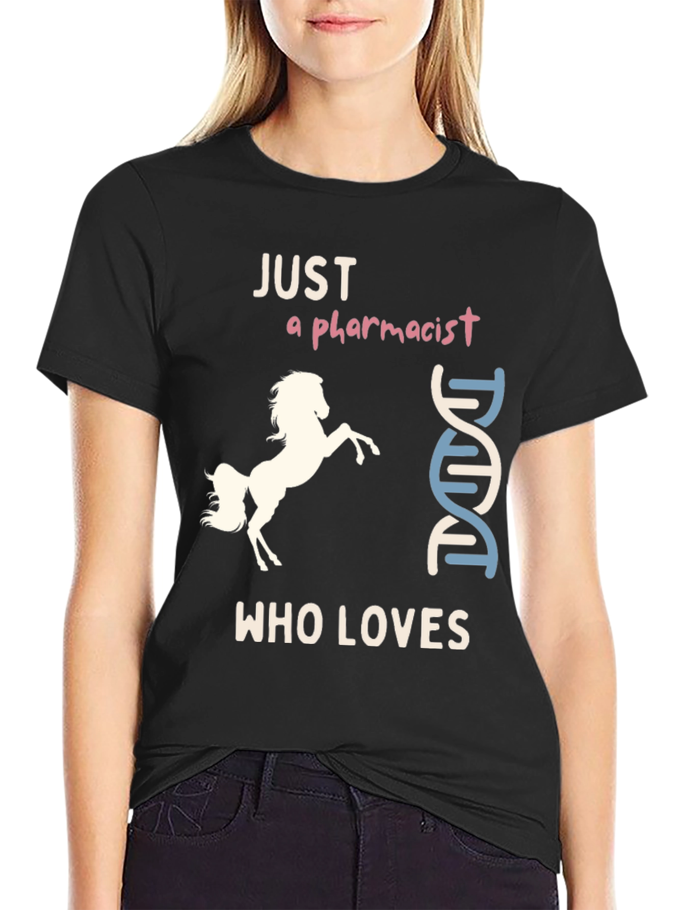 Black Pharmacist Horse Lover T-Shirt, Funny & Unique Design view 2