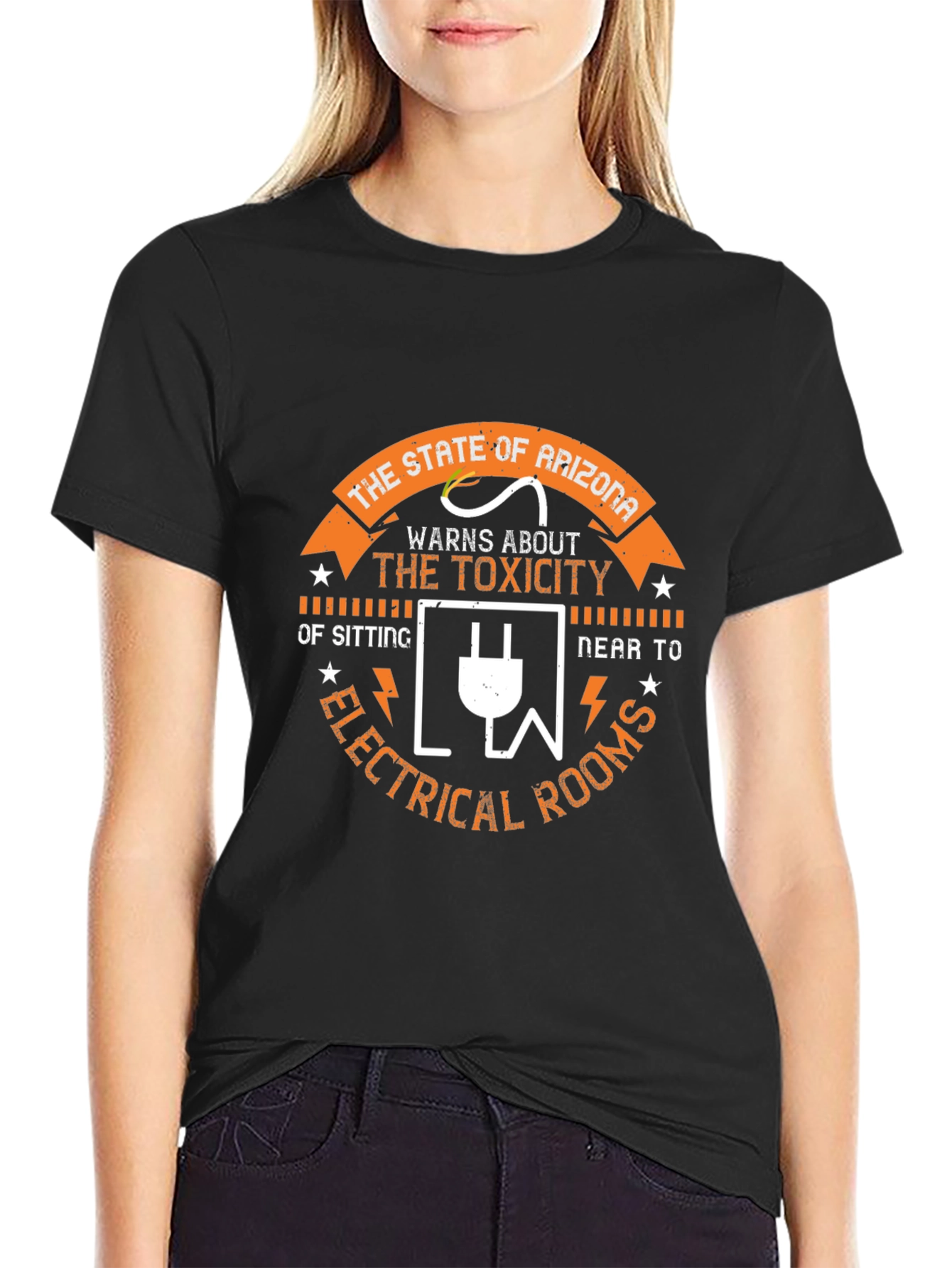 Black Arizona Electrical Rooms T-Shirt view 2
