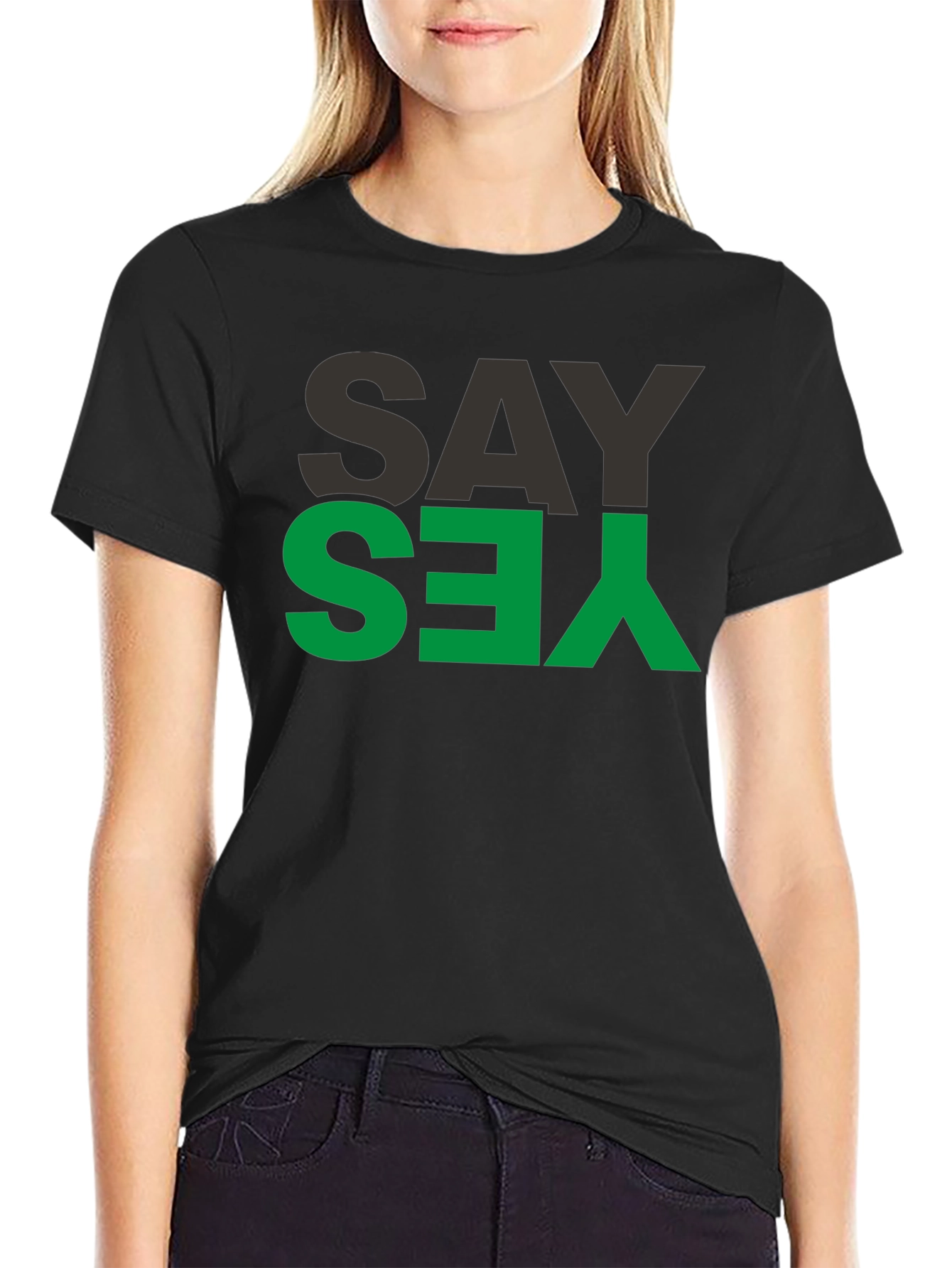 Black Say Yes Graphic Tee - Mens Black T-Shirt view 2