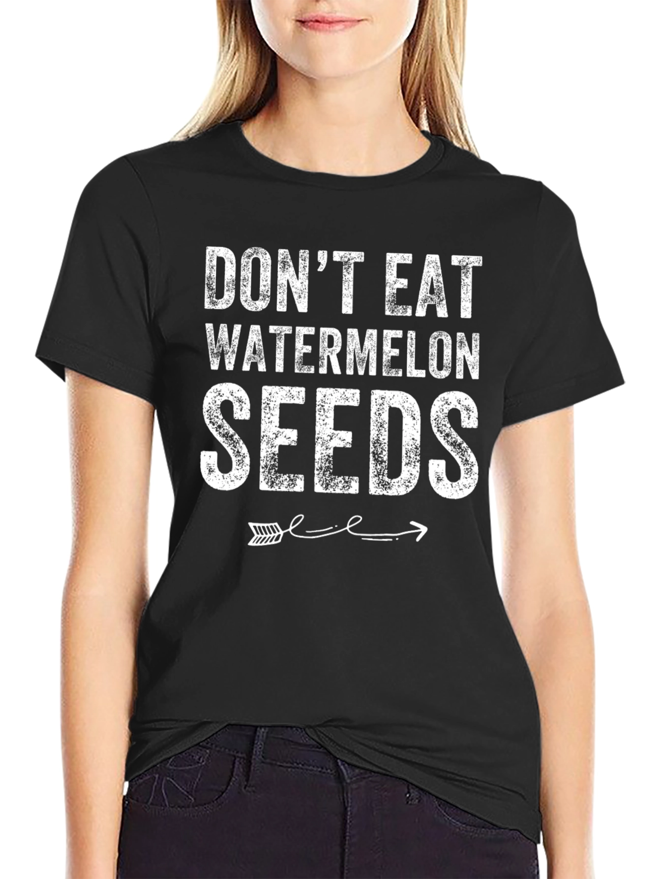 Black Funny Watermelon Seeds Graphic T-Shirt view 2