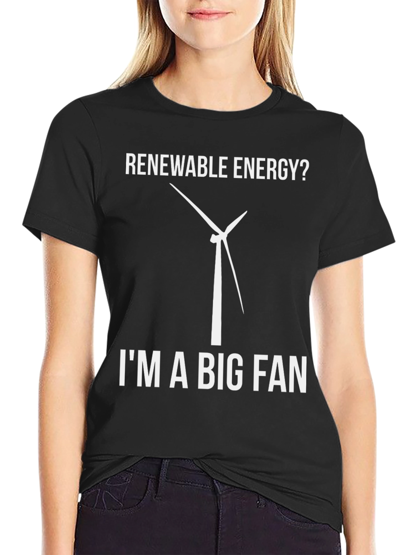 Black Renewable Energy Fan T-Shirt view 2