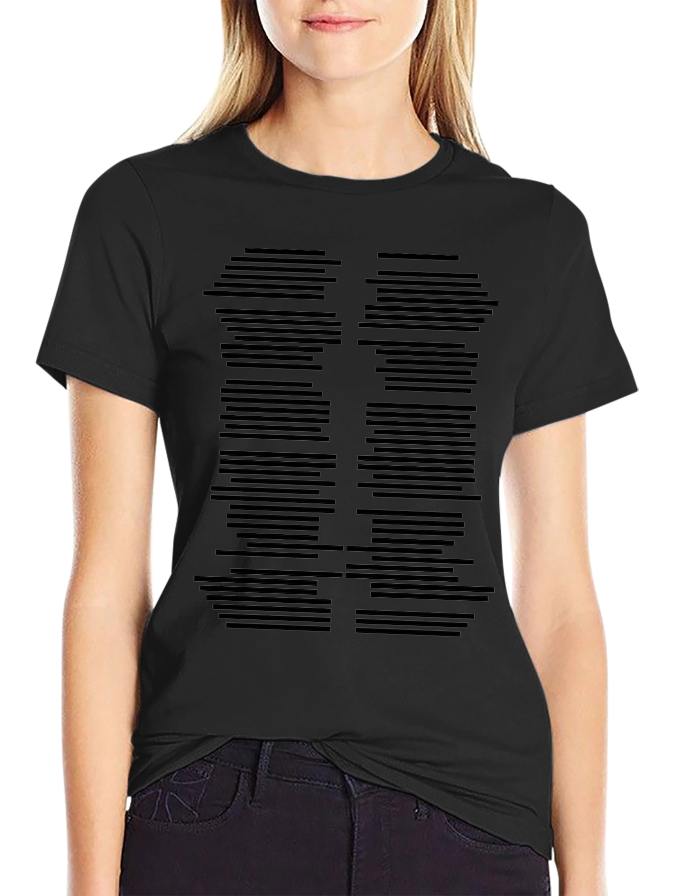 Abstract Line Pattern Black T-Shirt - 2