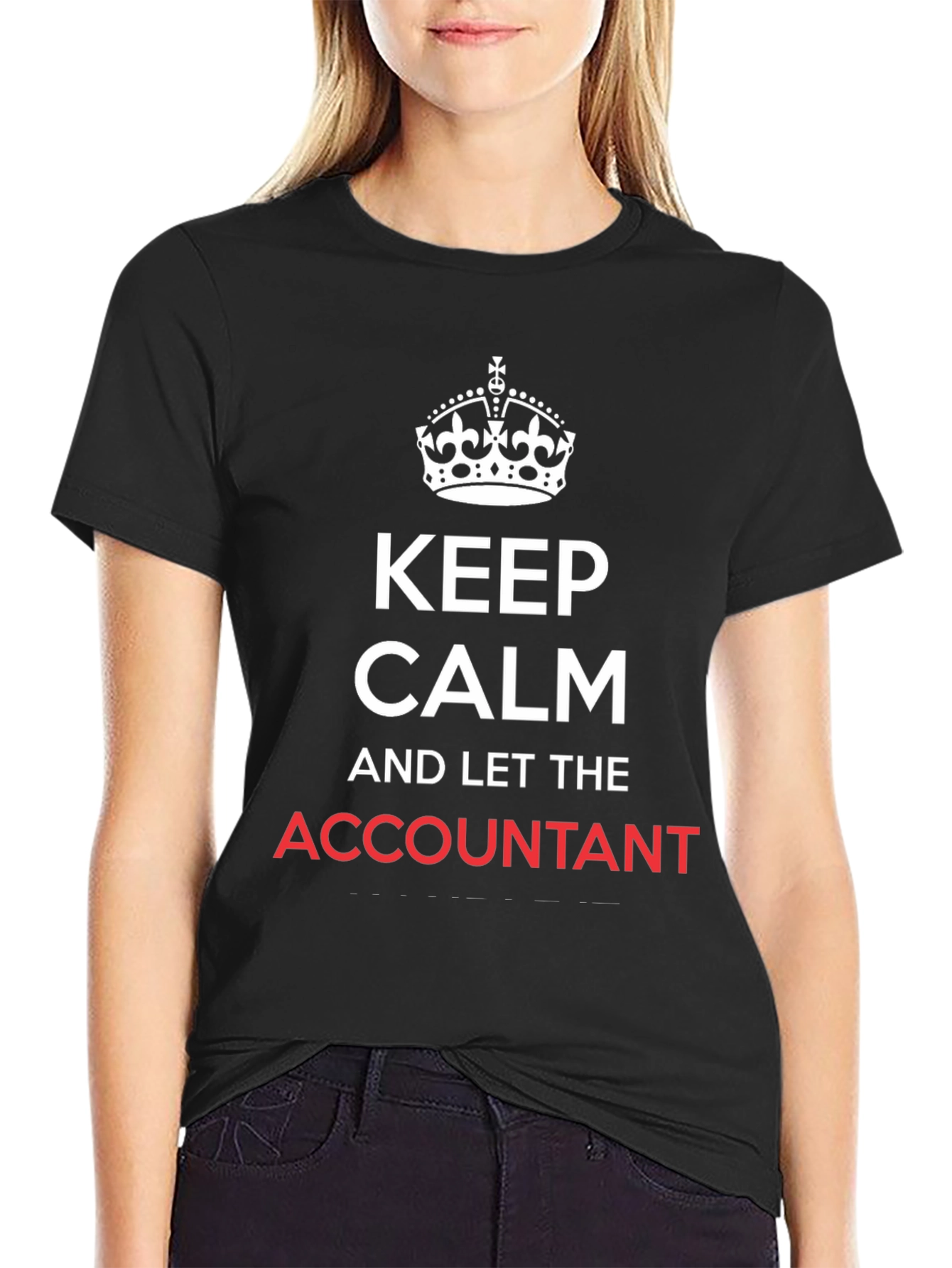Black Keep Calm Accountant Black Graphic T-Shirt view 2