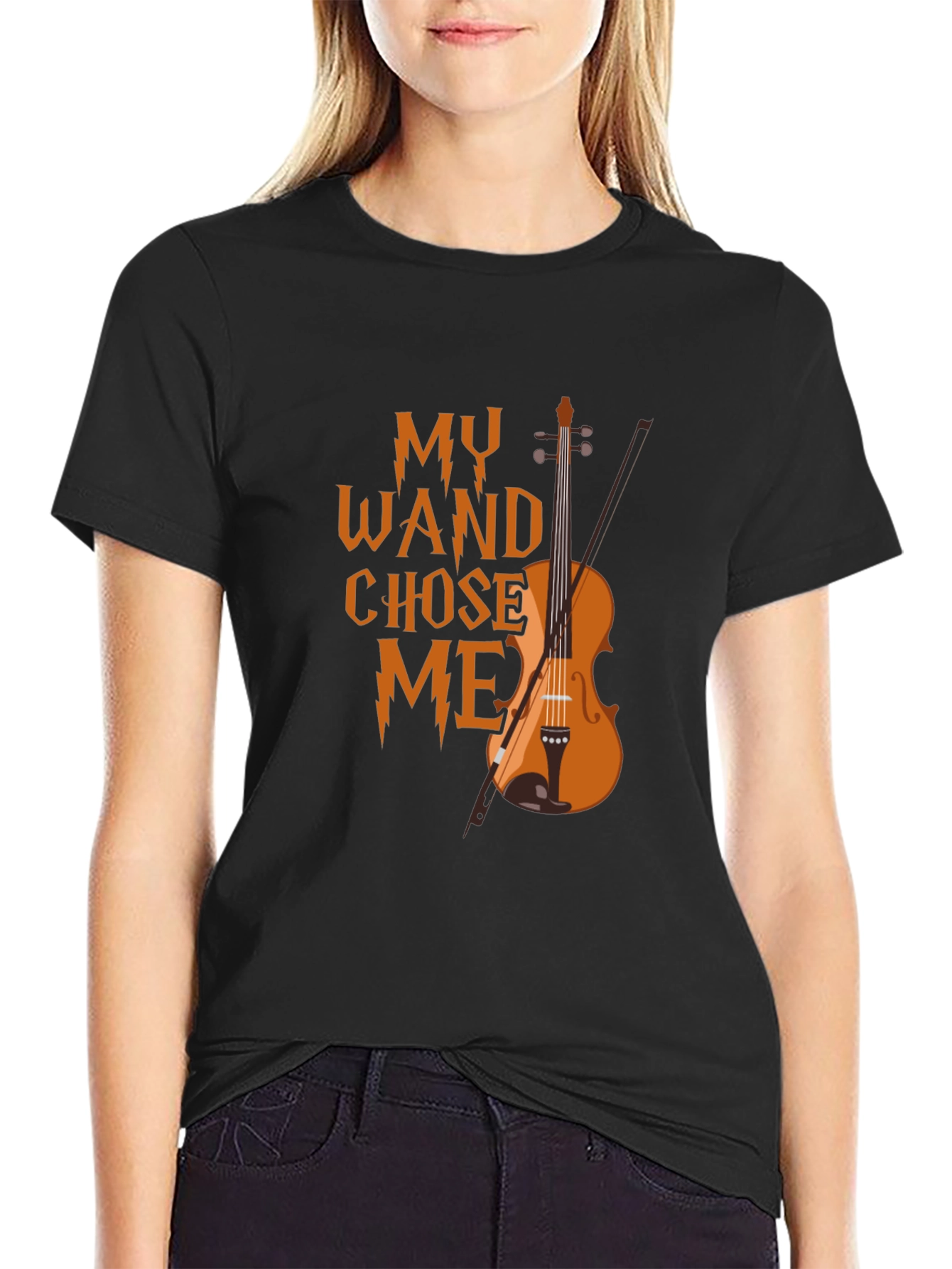 Black My Wand Chose Me Violin T-Shirt view 2