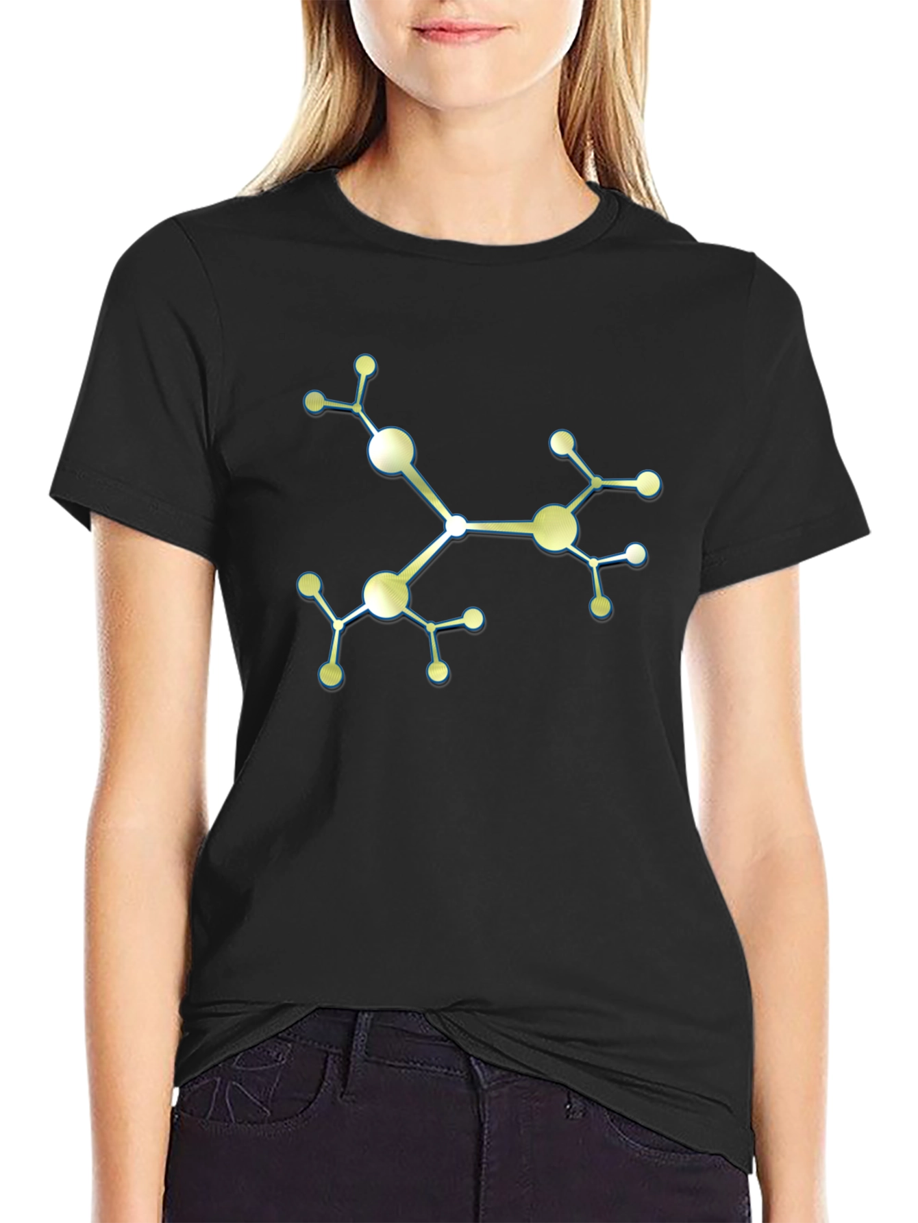 Black Molecular Structure Graphic Tee - Black Cotton Comfort view 2